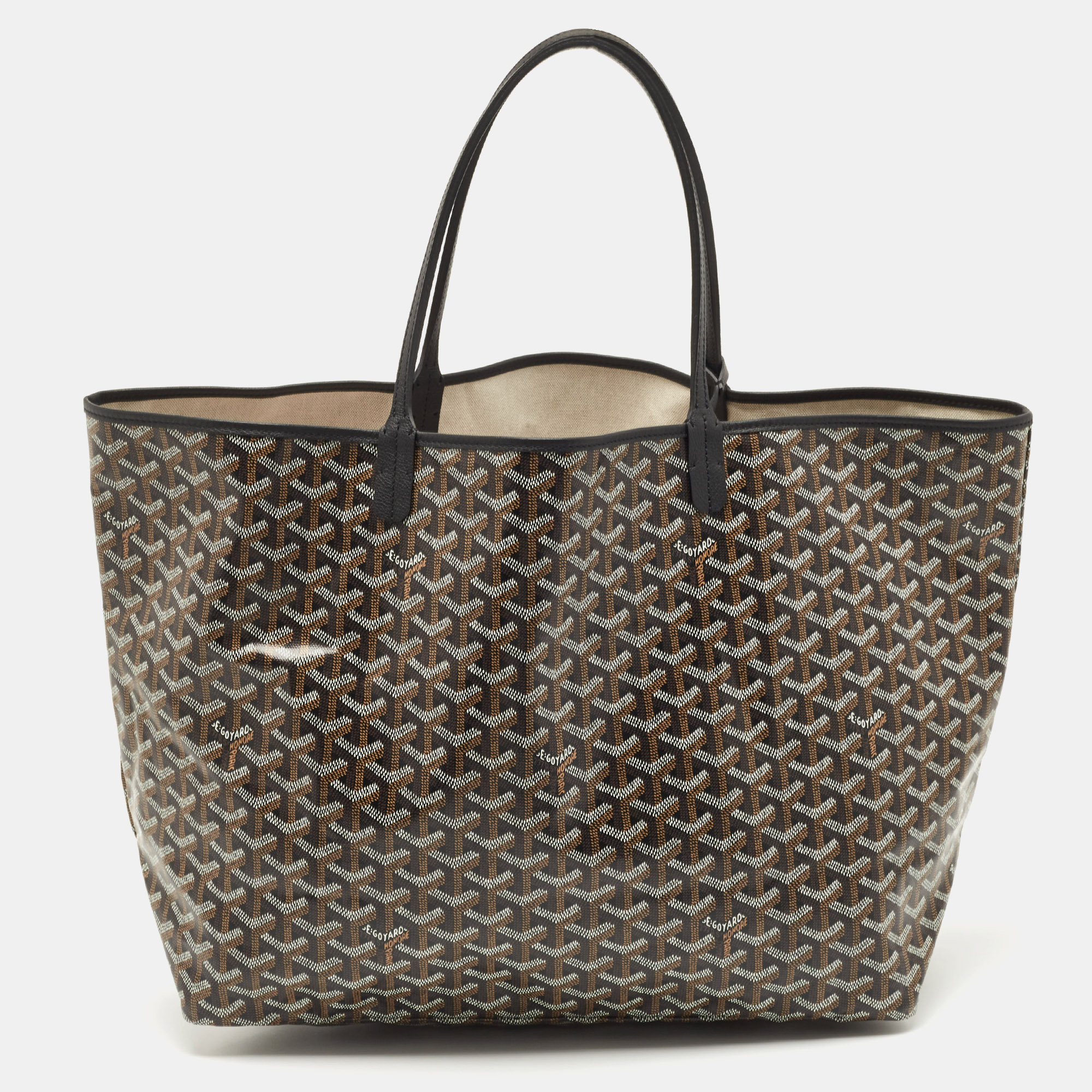 Pre-owned Goyard Ine Coated Canvas And Leather Saint Louis Gm Tote In ...