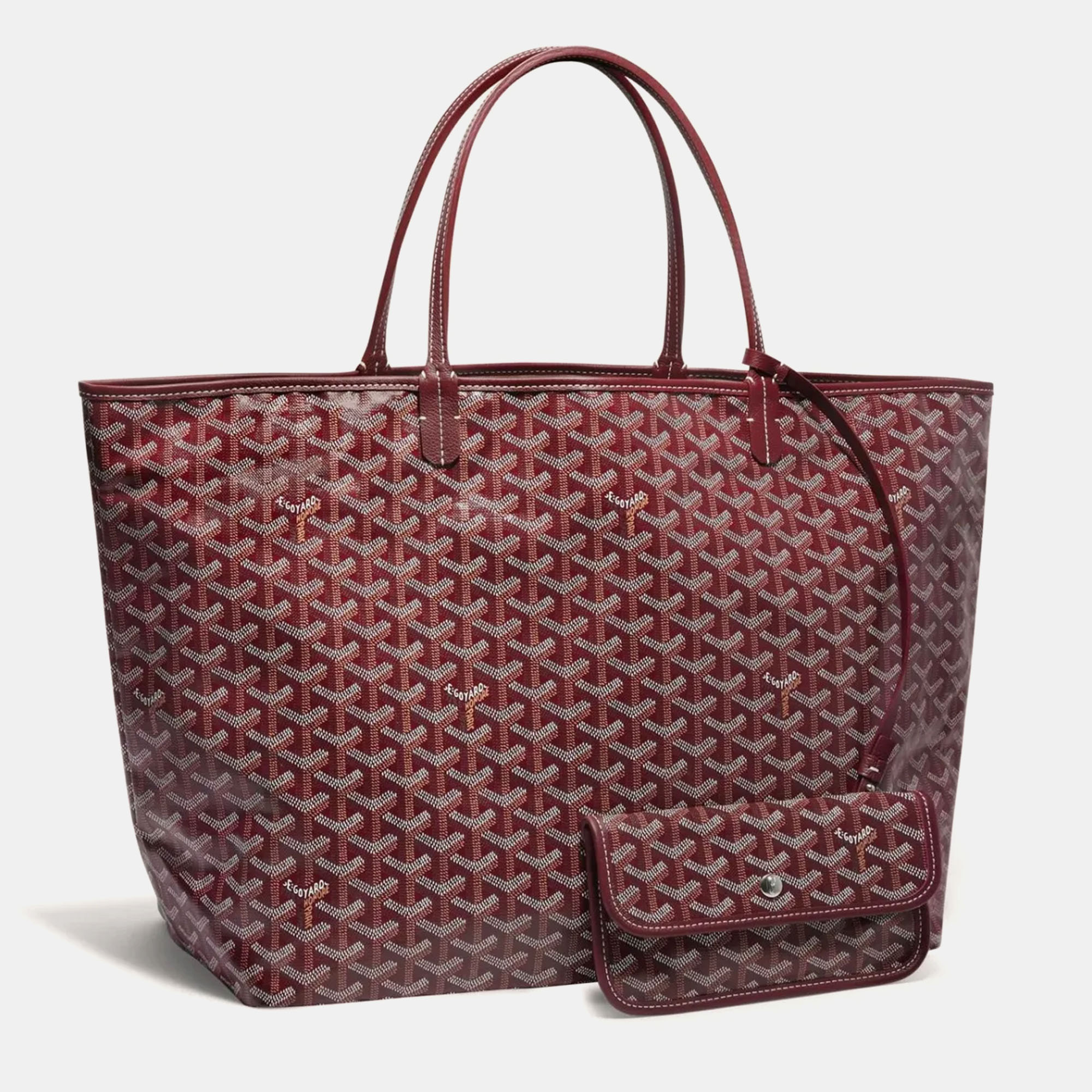 Pre-owned Goyard Ine Coated Canvas And Leather Saint Louis Gm Tote In Burgundy
