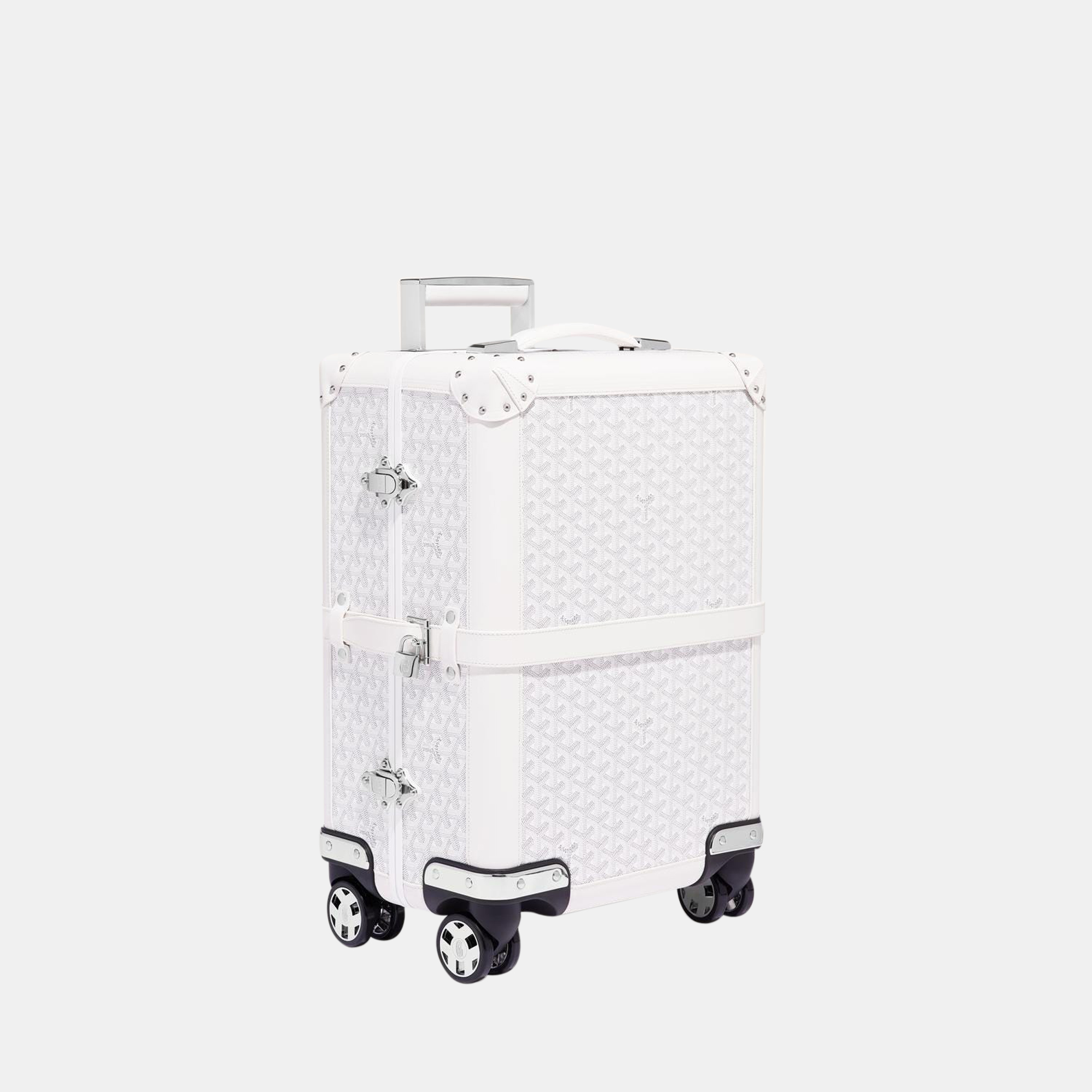 

Goyard White Goyardine Canvas & Clamecy Cowhide Bourget PM Trolley Case