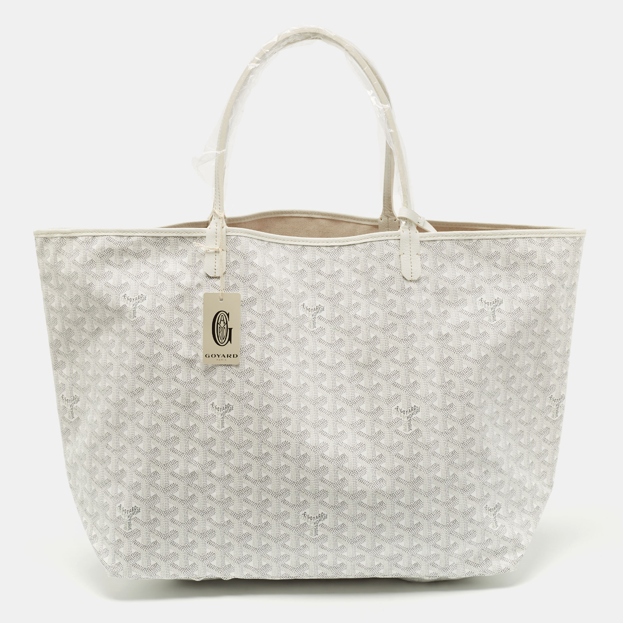 Pre-owned Goyard Ine Coated Canvas And Leather Saint Louis Gm Tote In White