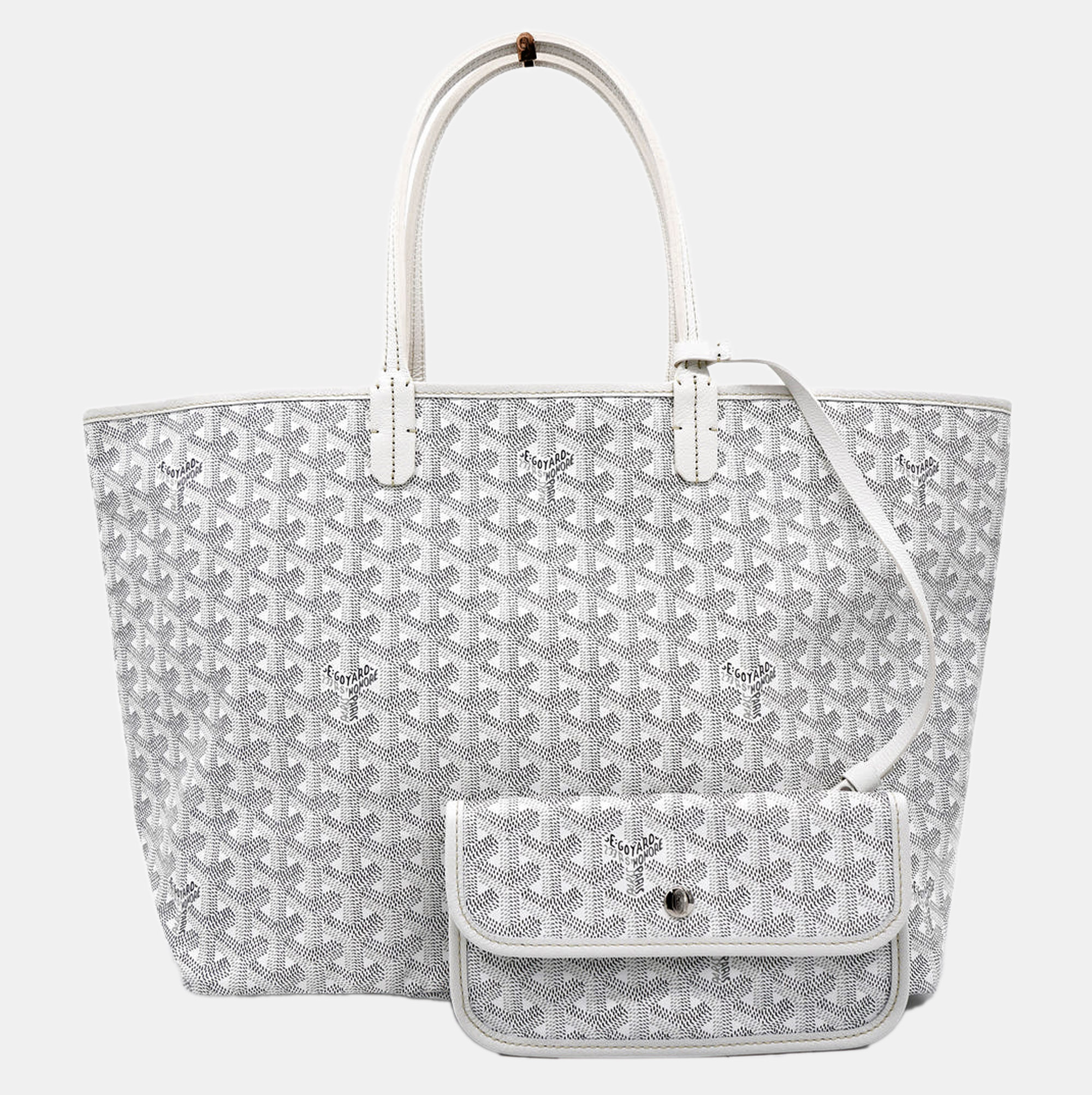 Pre-owned Goyard Ine Coated Canvas And Leather Saint Louis Pm Tote In White