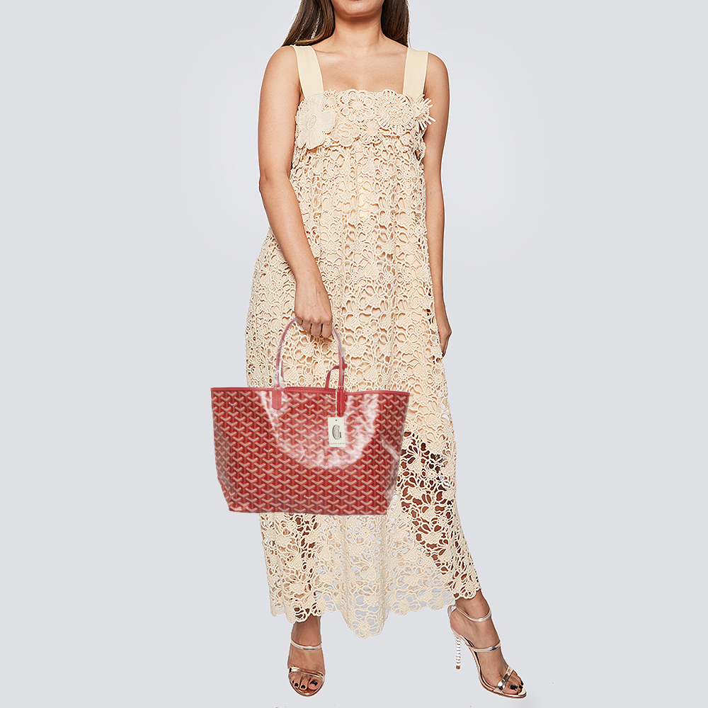

Goyard Red Goyardine Coated Canvas and Leather Saint Louis PM Tote