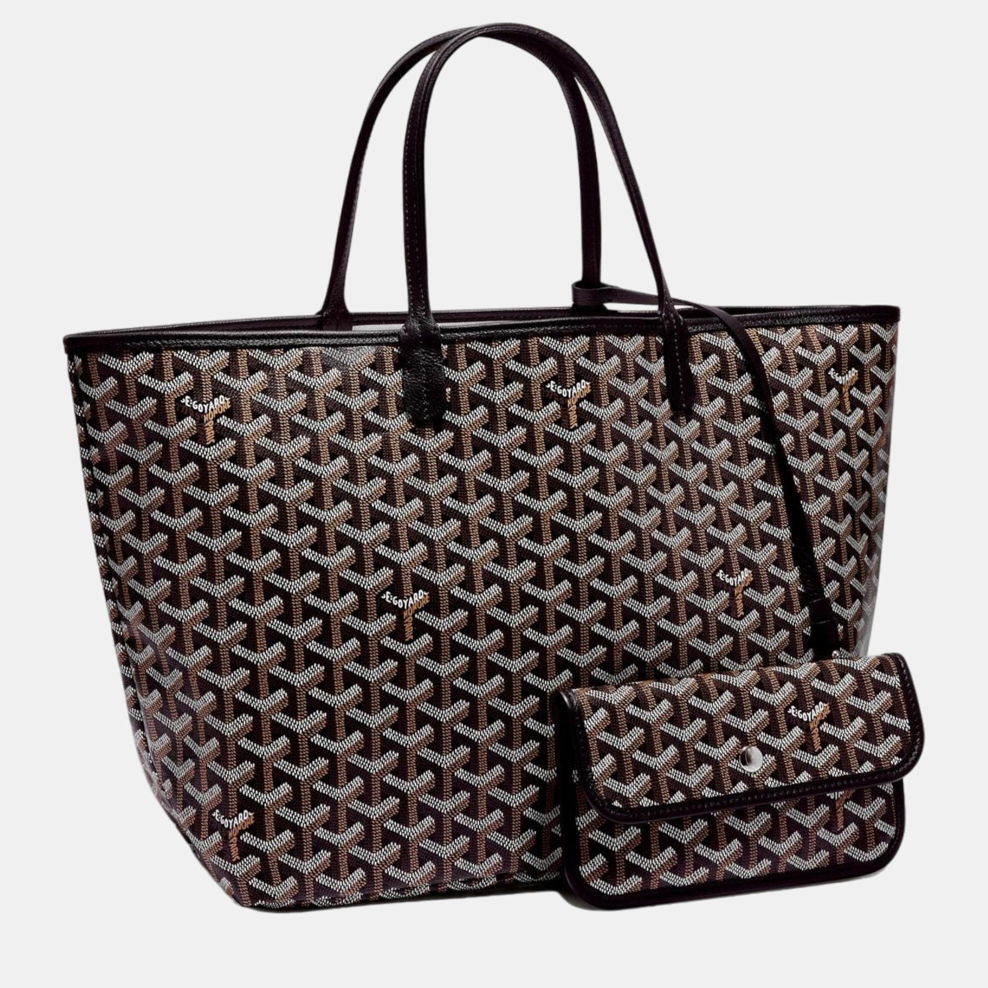 Pre-owned Goyard Ine Coated Canvas And Leather Saint Louis Pm Tote In Black
