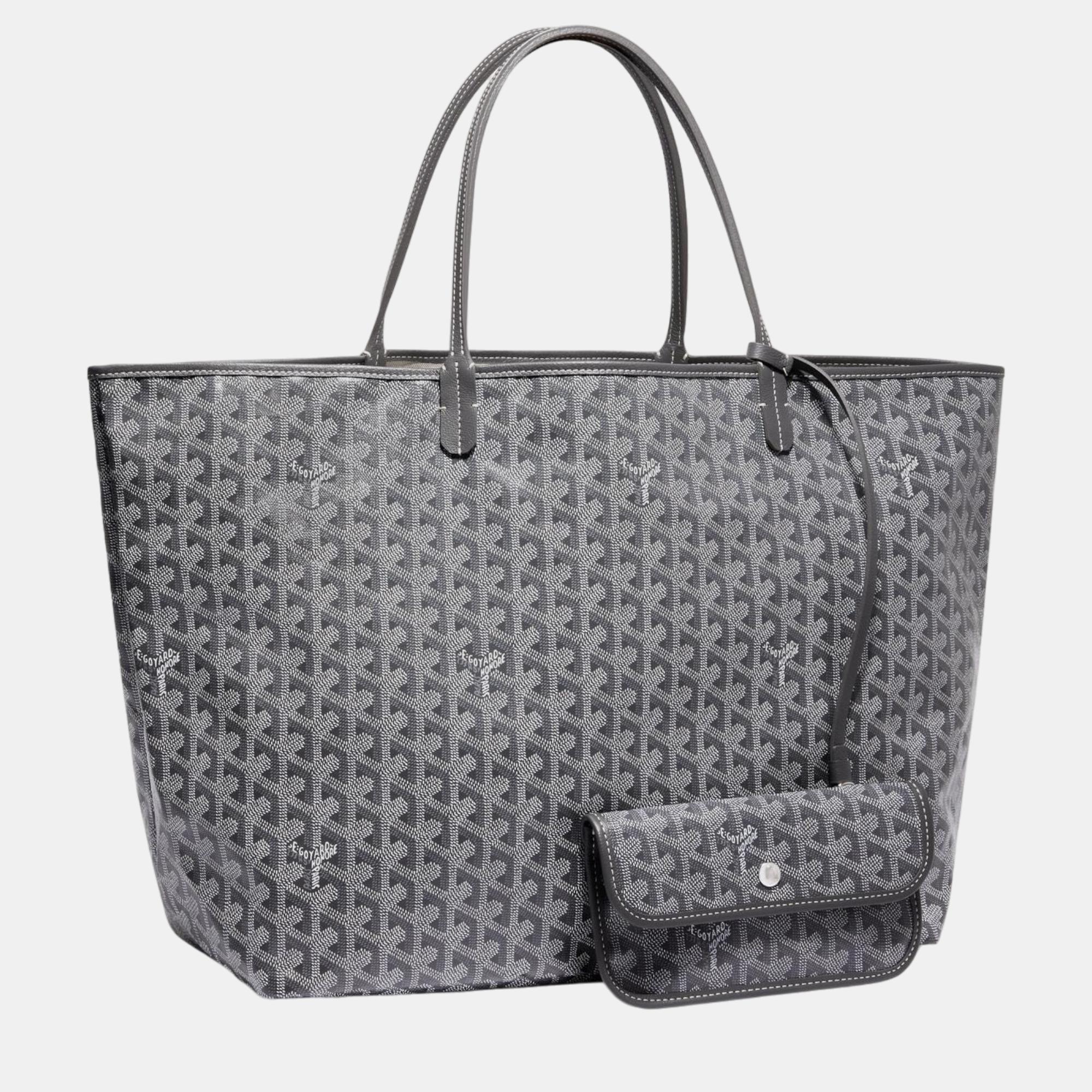 Pre-owned Goyard Ine Coated Canvas And Leather Saint Louis Gm Tote In Grey