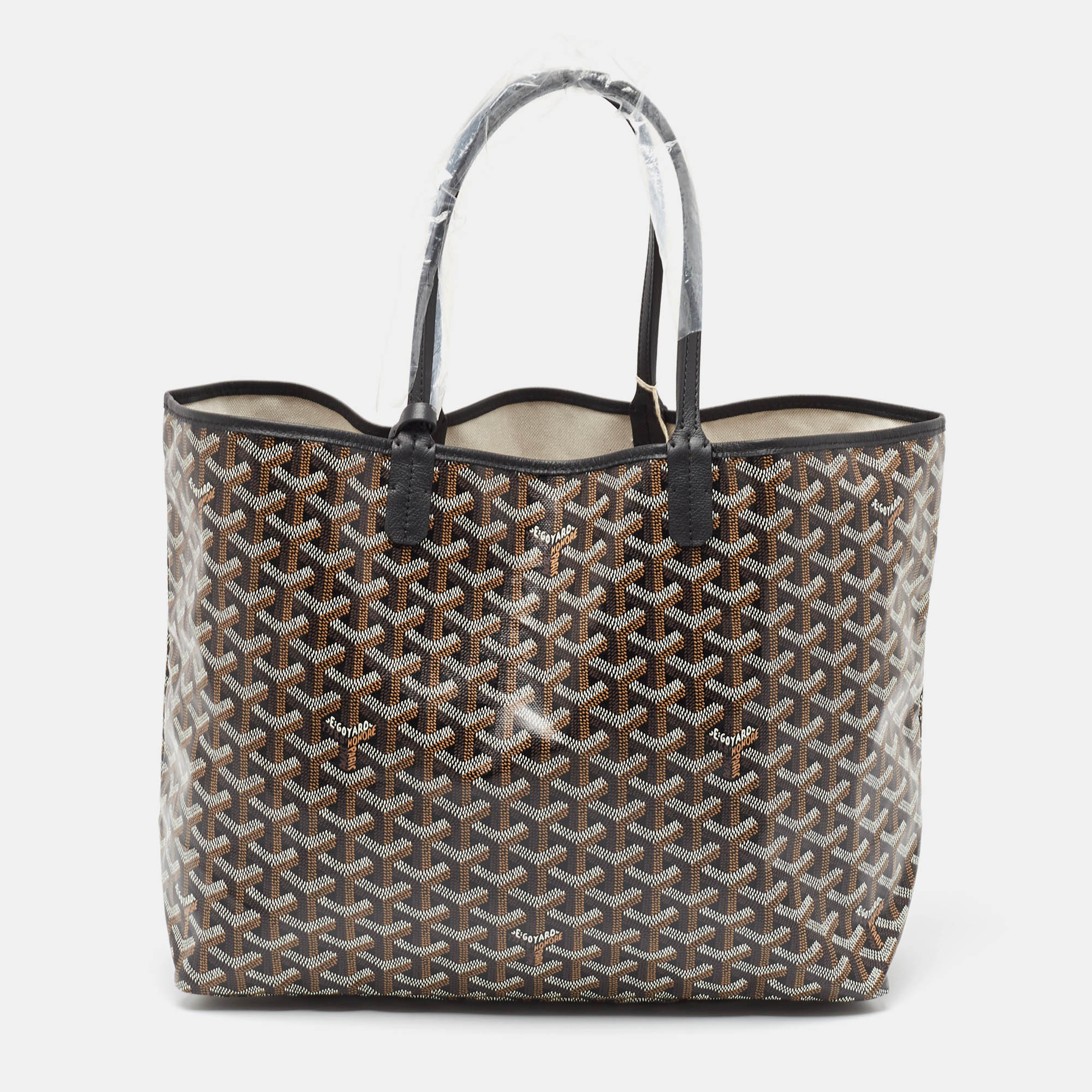 Pre-owned Goyard Ine Coated Canvas And Leather Saint Louis Pm Tote In Black