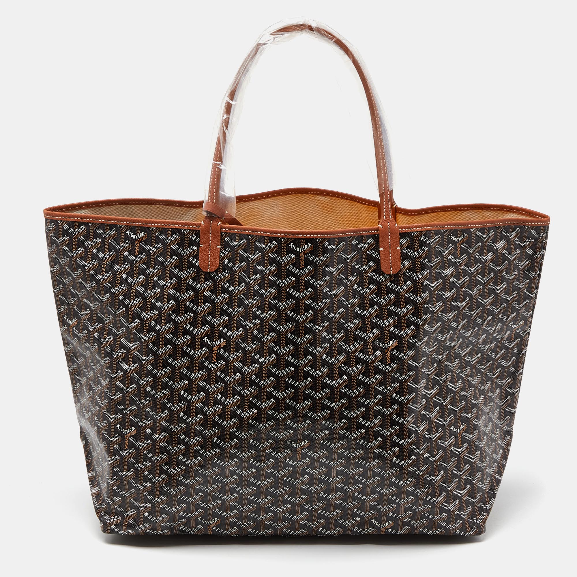 Pre-owned Goyard Ine Coated Canvas And Leather Saint Louis Gm Tote In Brown
