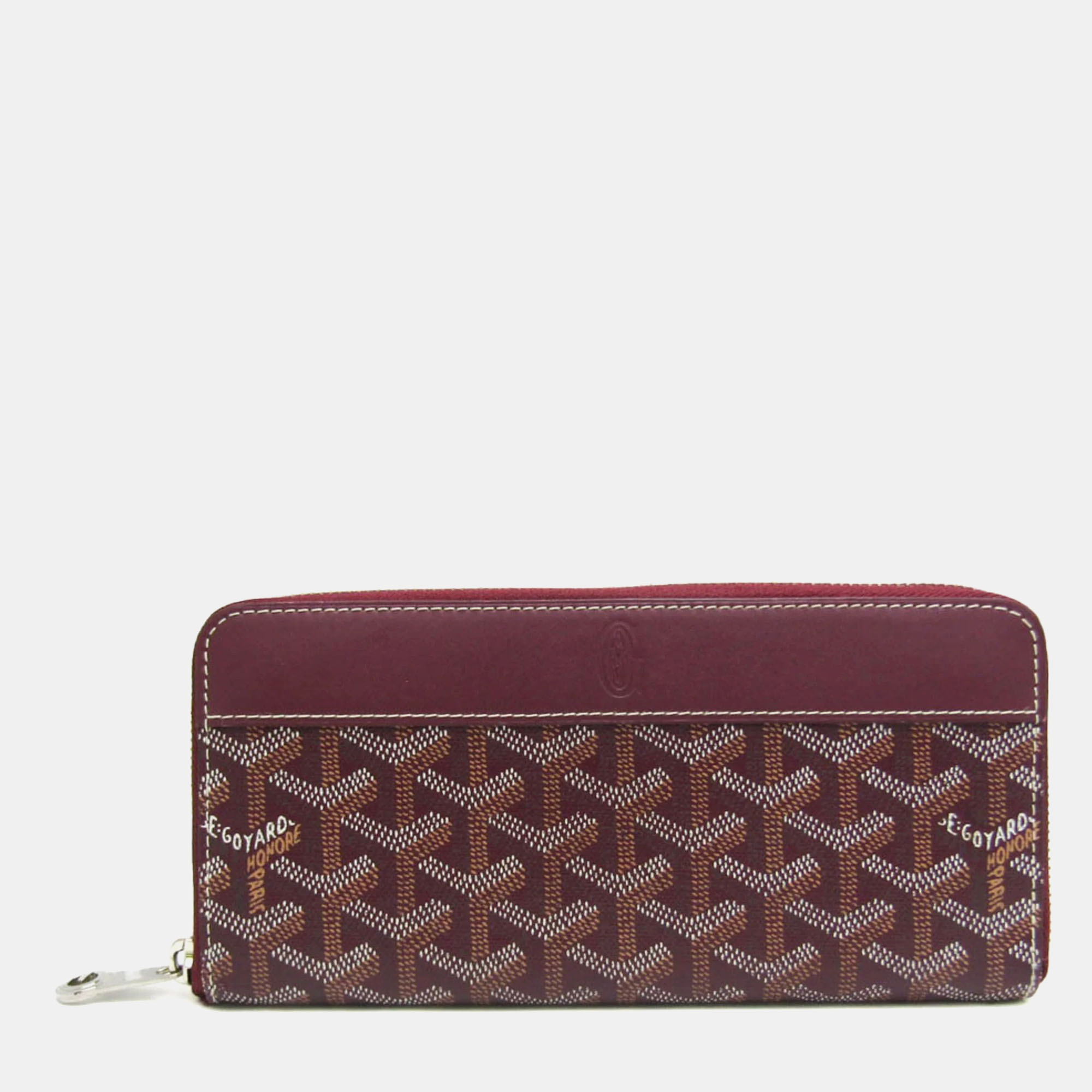 Pre-owned Goyard Ine Matignon Gm Zip Around Wallet In Burgundy