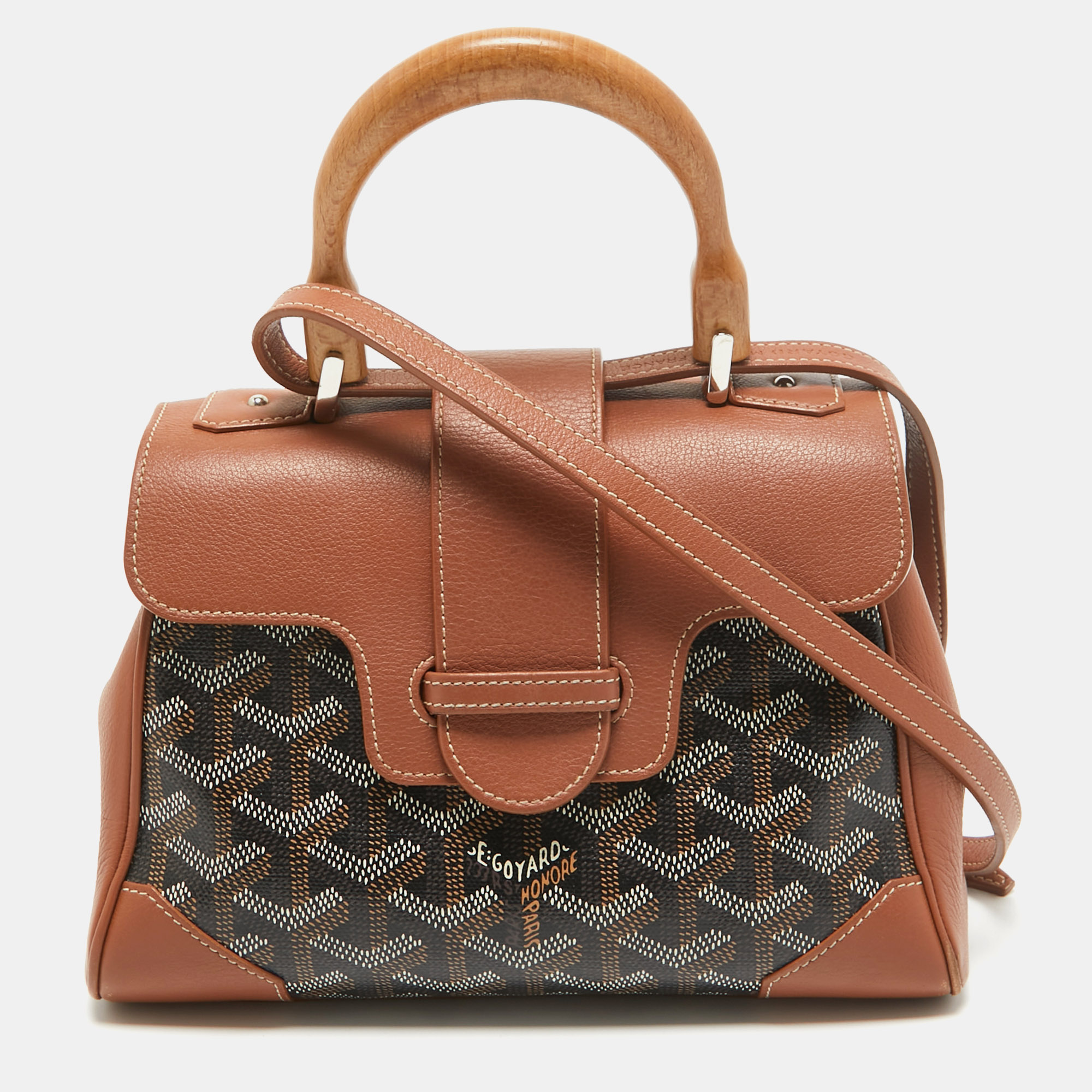 

Goyard Brown Goyardine Coated Canvas and Leather Mini Saigon Top Handle Bag