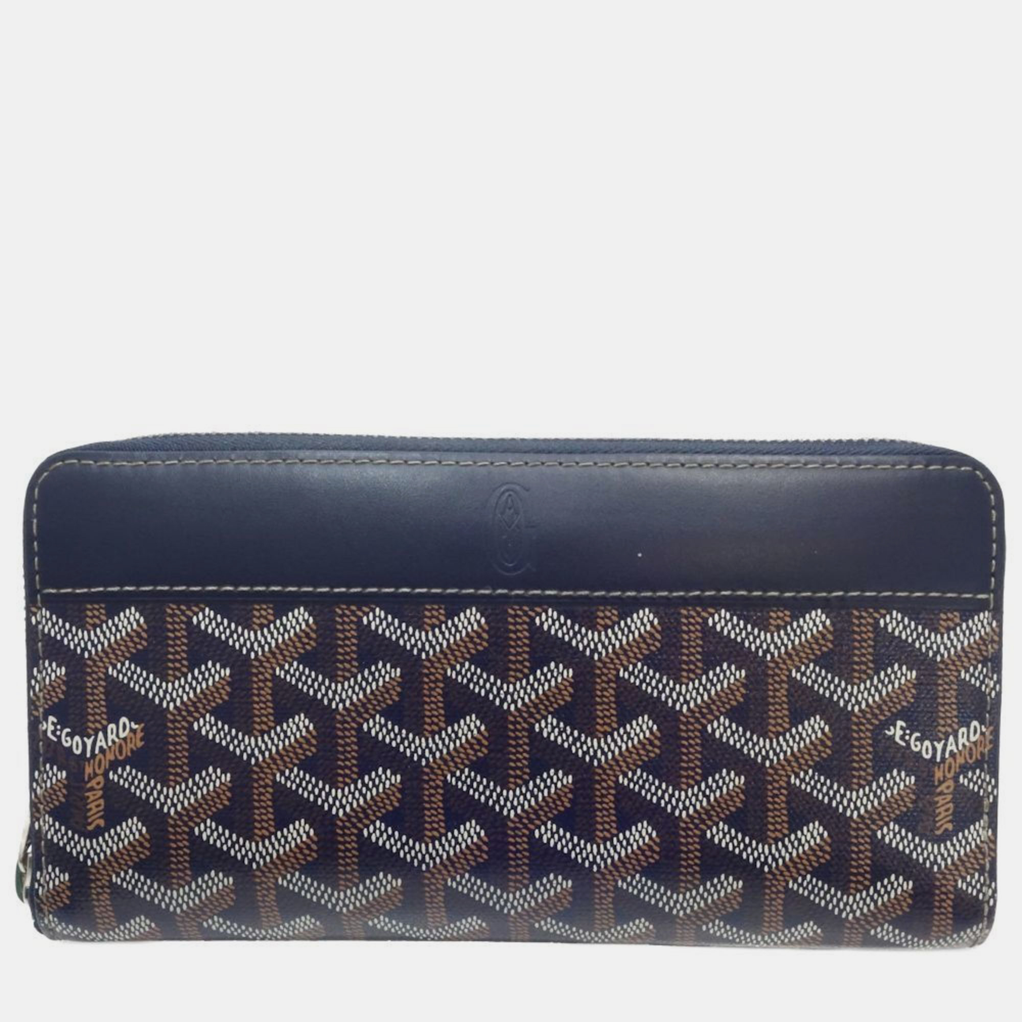 

Goyard Navy Blue Goyardine Canvas and Leather Matignon Continental Wallet