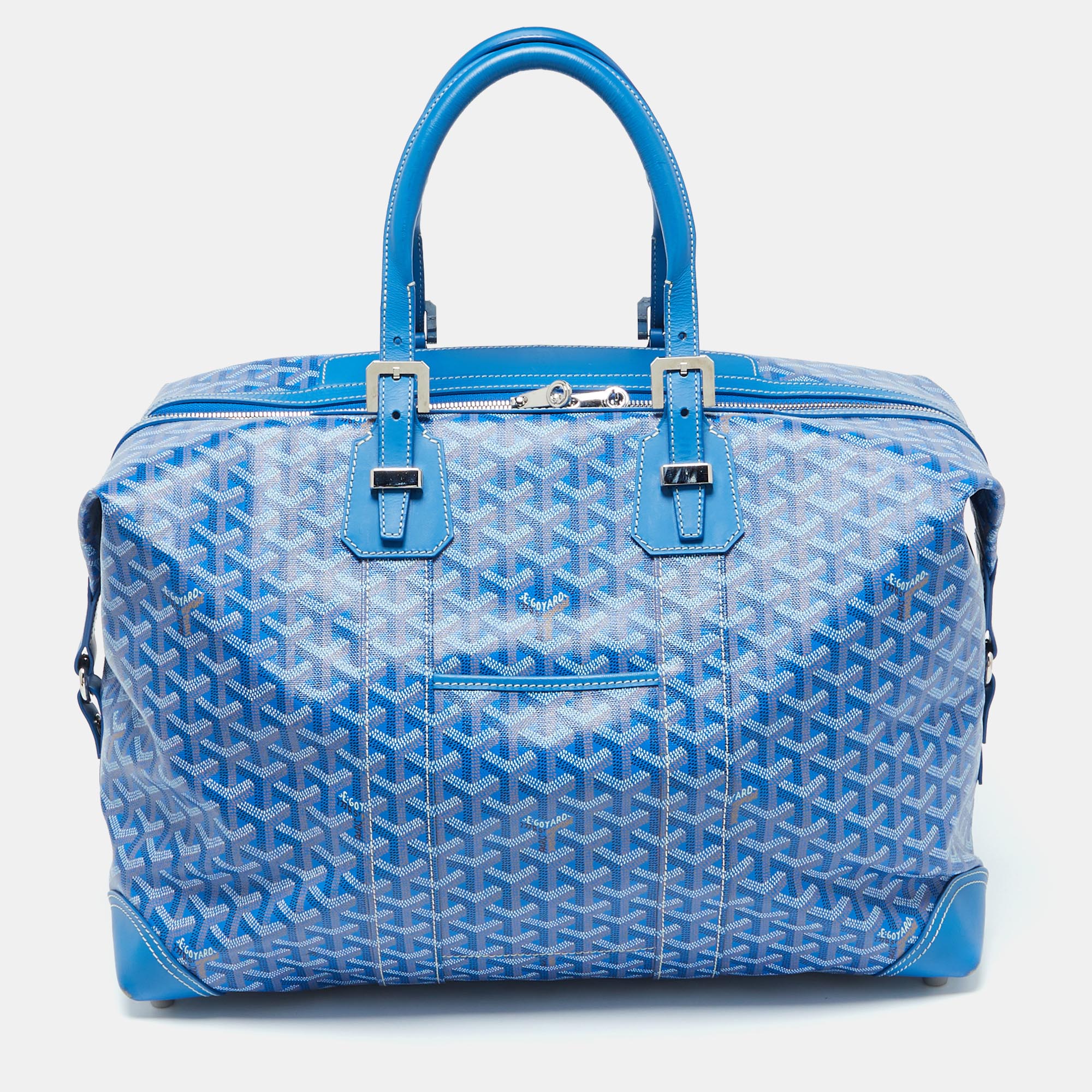 Pre-owned Goyard Ine Canvas Bowling 45 Bag In Blue