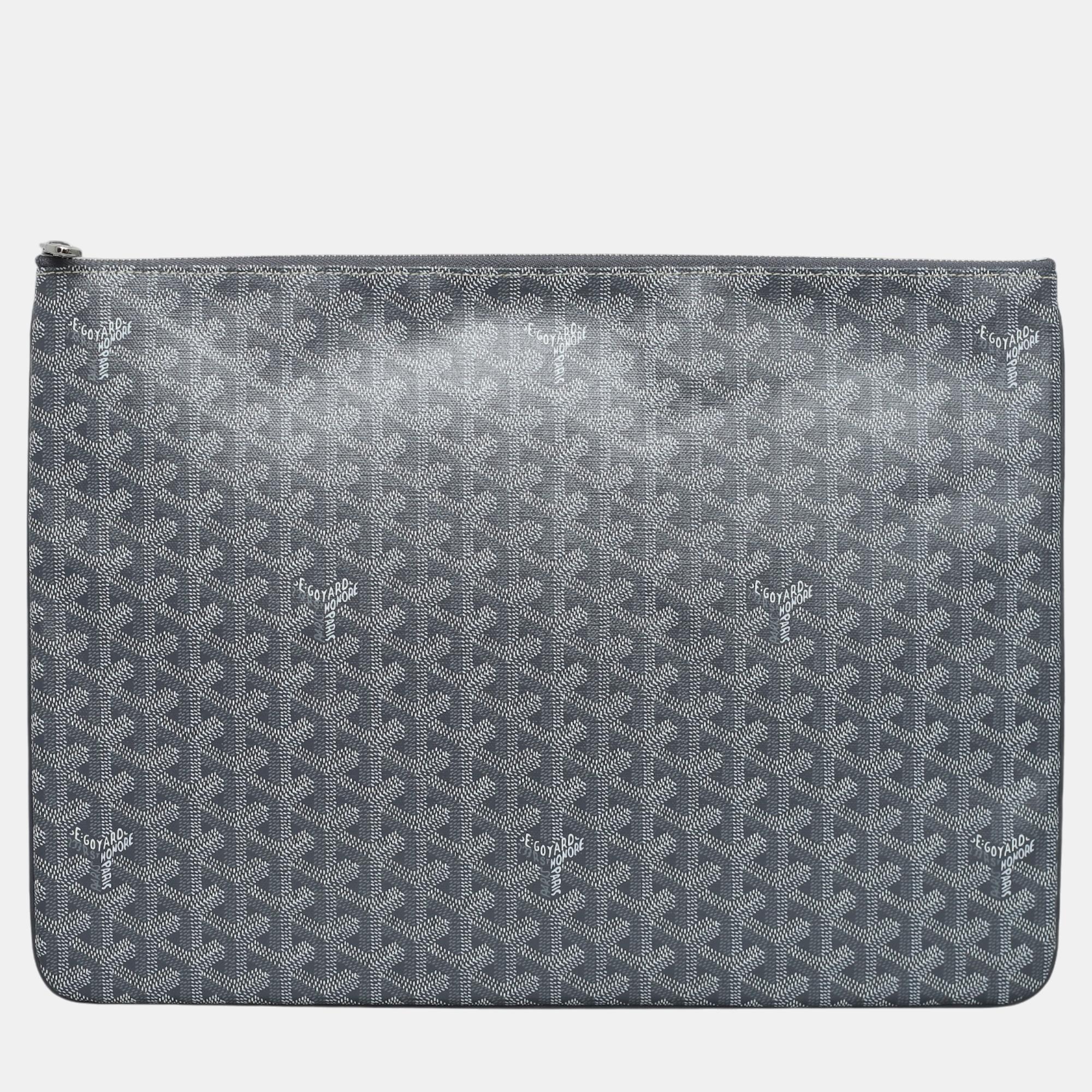 Pre-owned Goyard Senat Gm Clutch In Grey