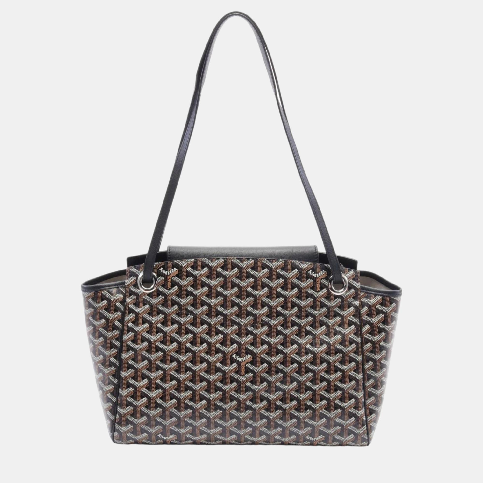 

Goyard Rouette Coated Canvas Leather Black Brown White Shoulder Bag, Multicolor