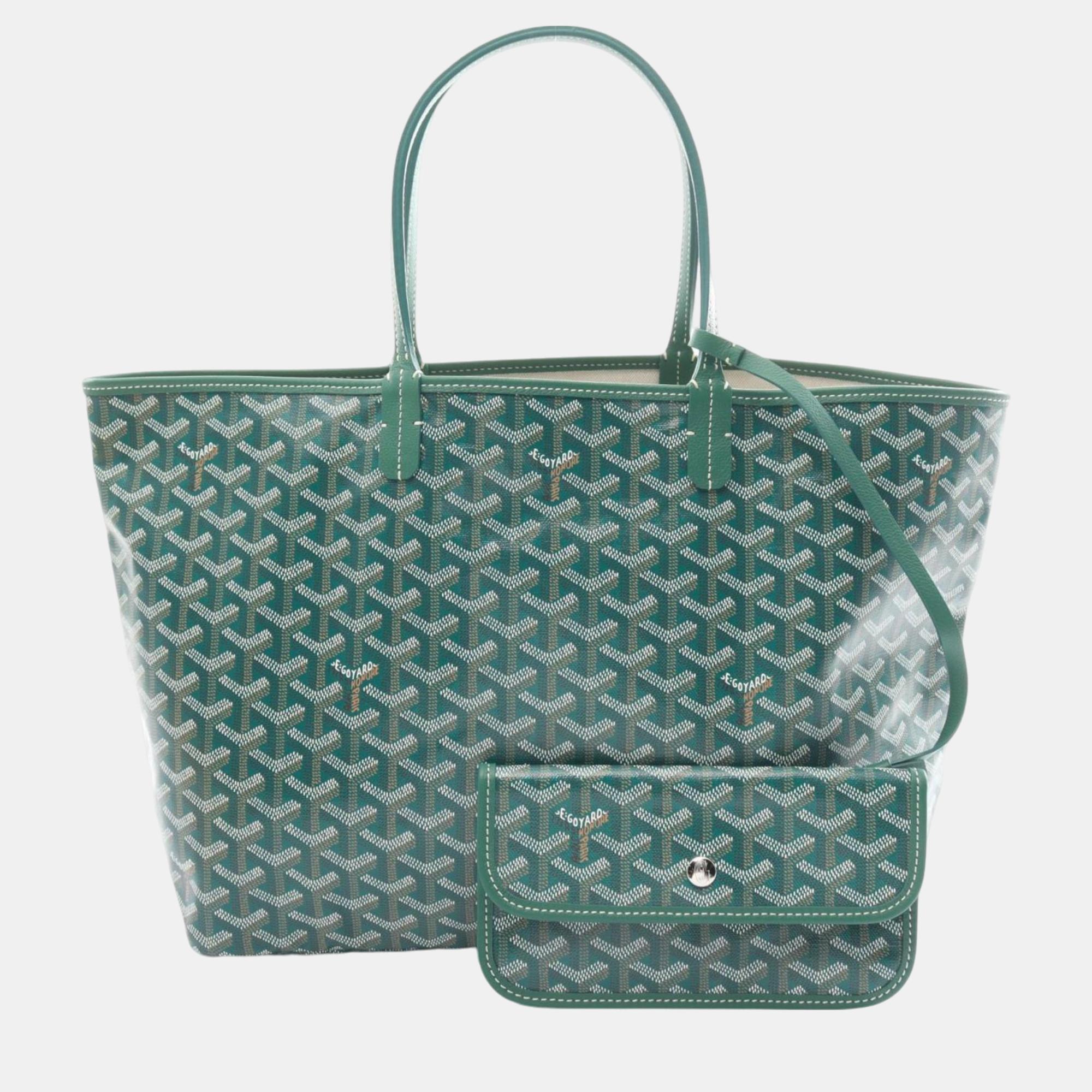 

Goyard Saint Louis Pm Coated Canvas Leather Green Multicolor Tote Bag