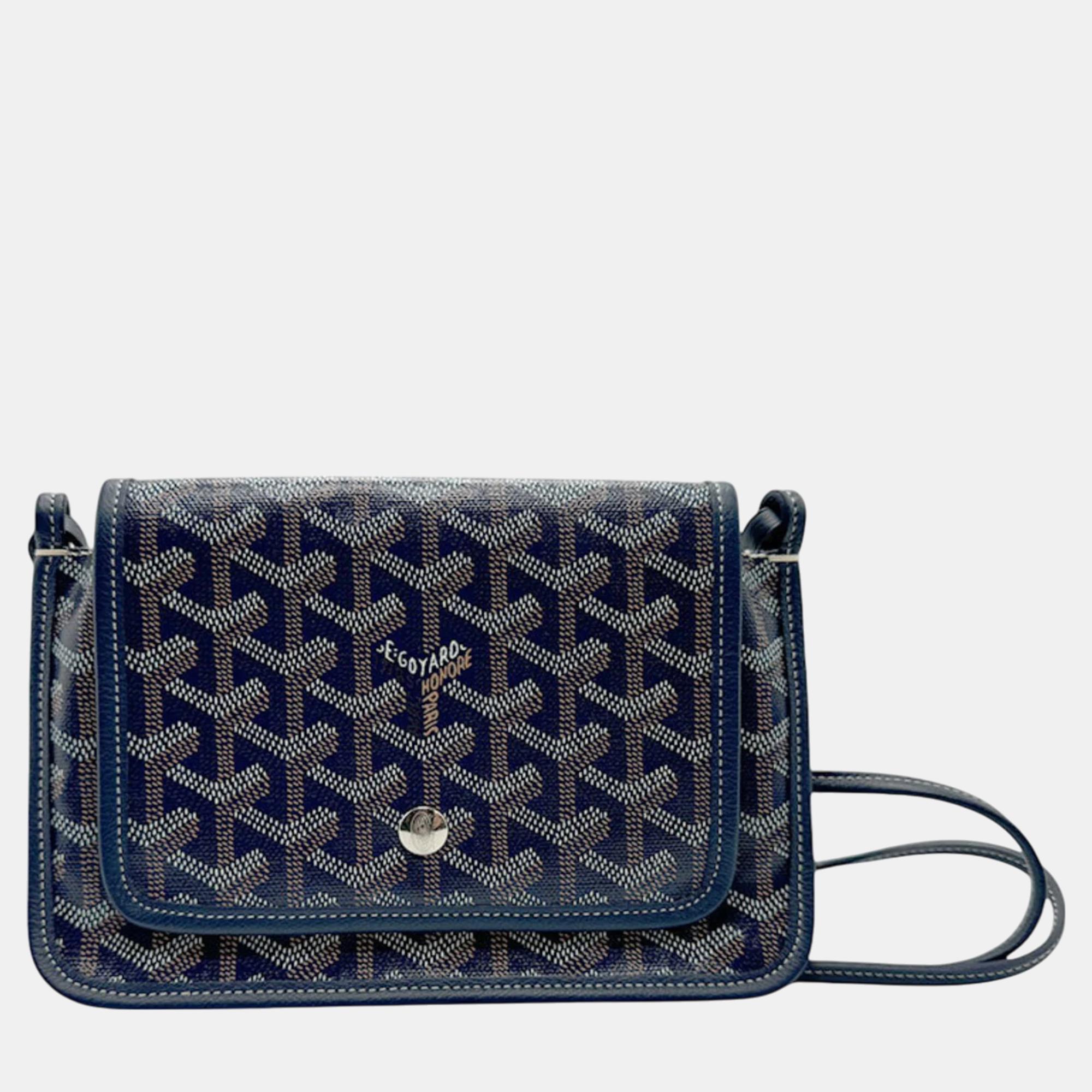 

Goyard Leather Navy Brown White Shoulder Bag, Navy blue