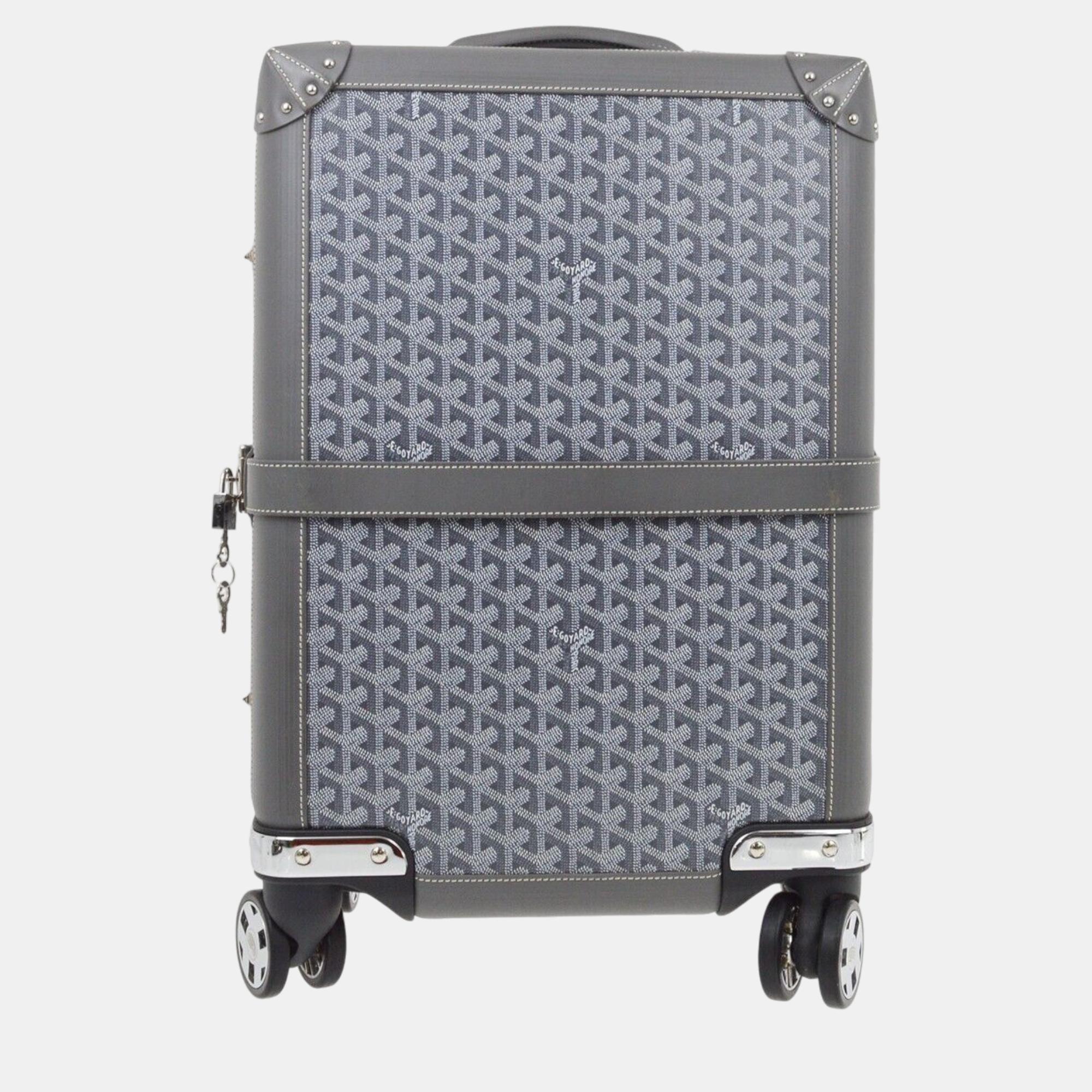 

Goyard Gray Bourget PM Suitcase Luggage Trolley Bag, Grey