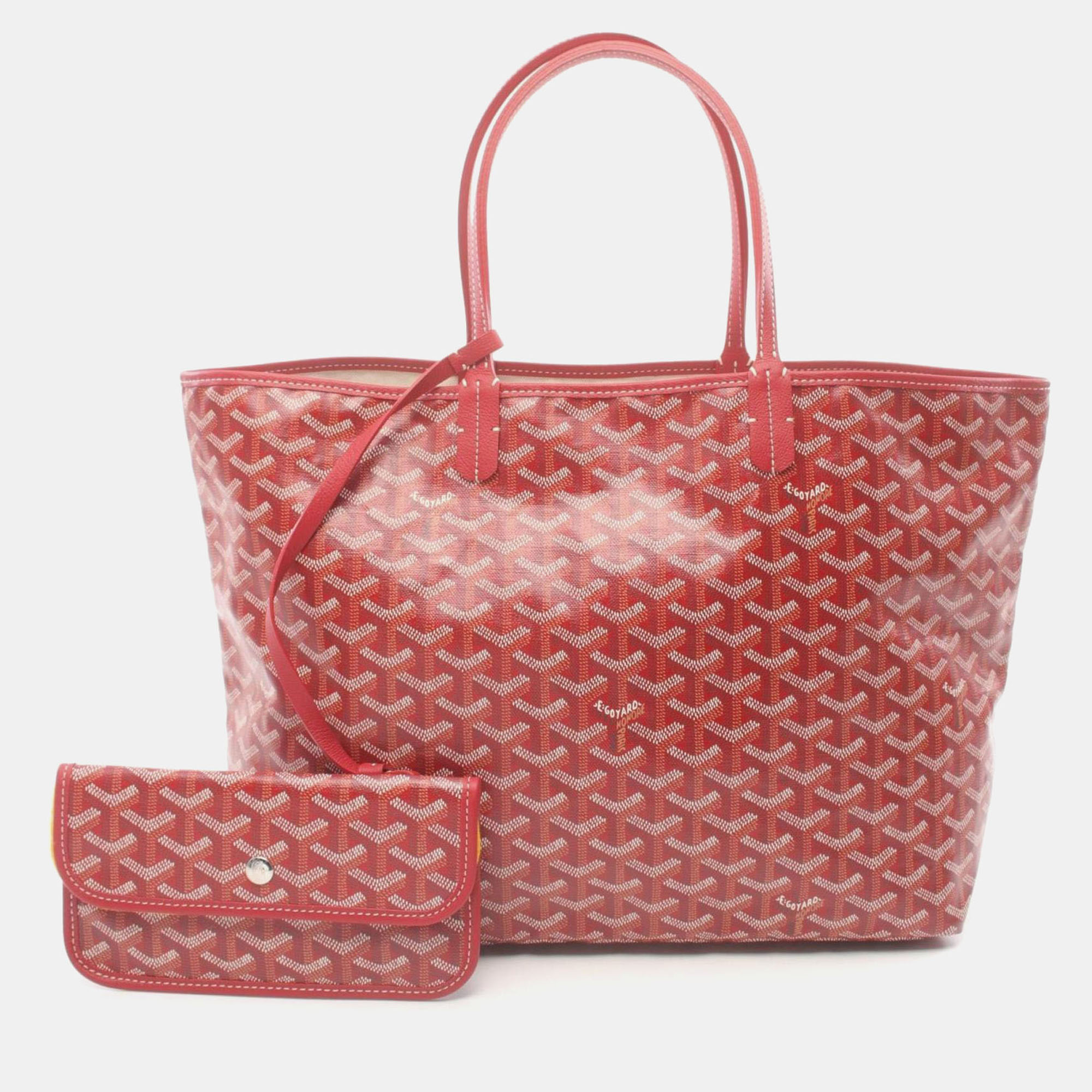 

Goyard Coated Canvas Leather Red Multicolor Saint Louis PM Tote Bag