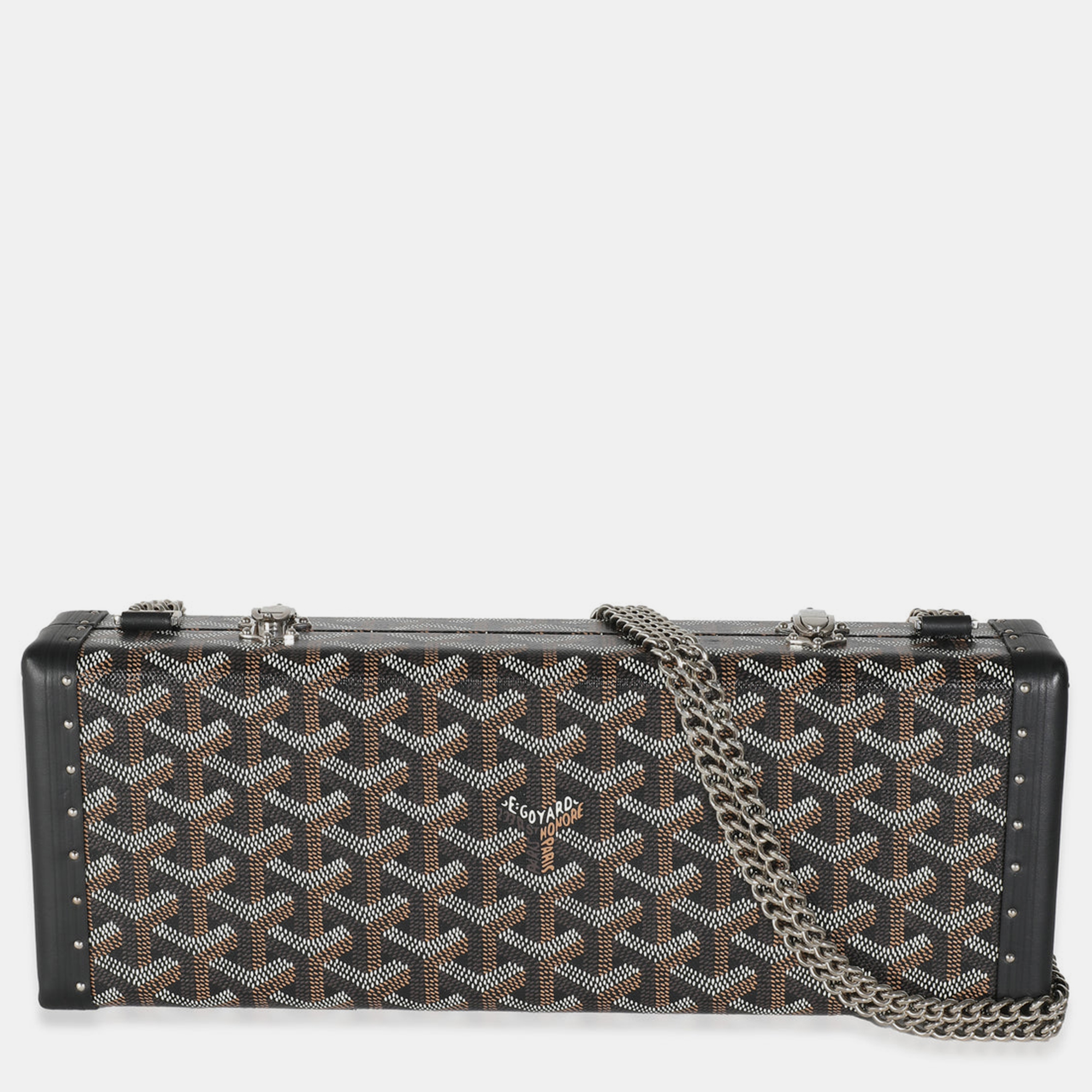 

Goyard Black Goyardine Canvas Saint Honore Trunk Clutch, Blue