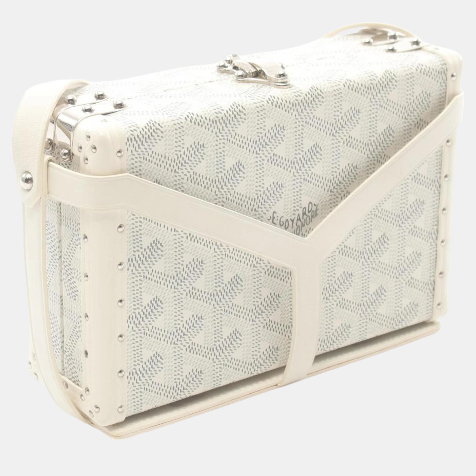 Goyard Coated Canvas Leather White Multicolor Menodiaire Trunk Shoulder Bag 