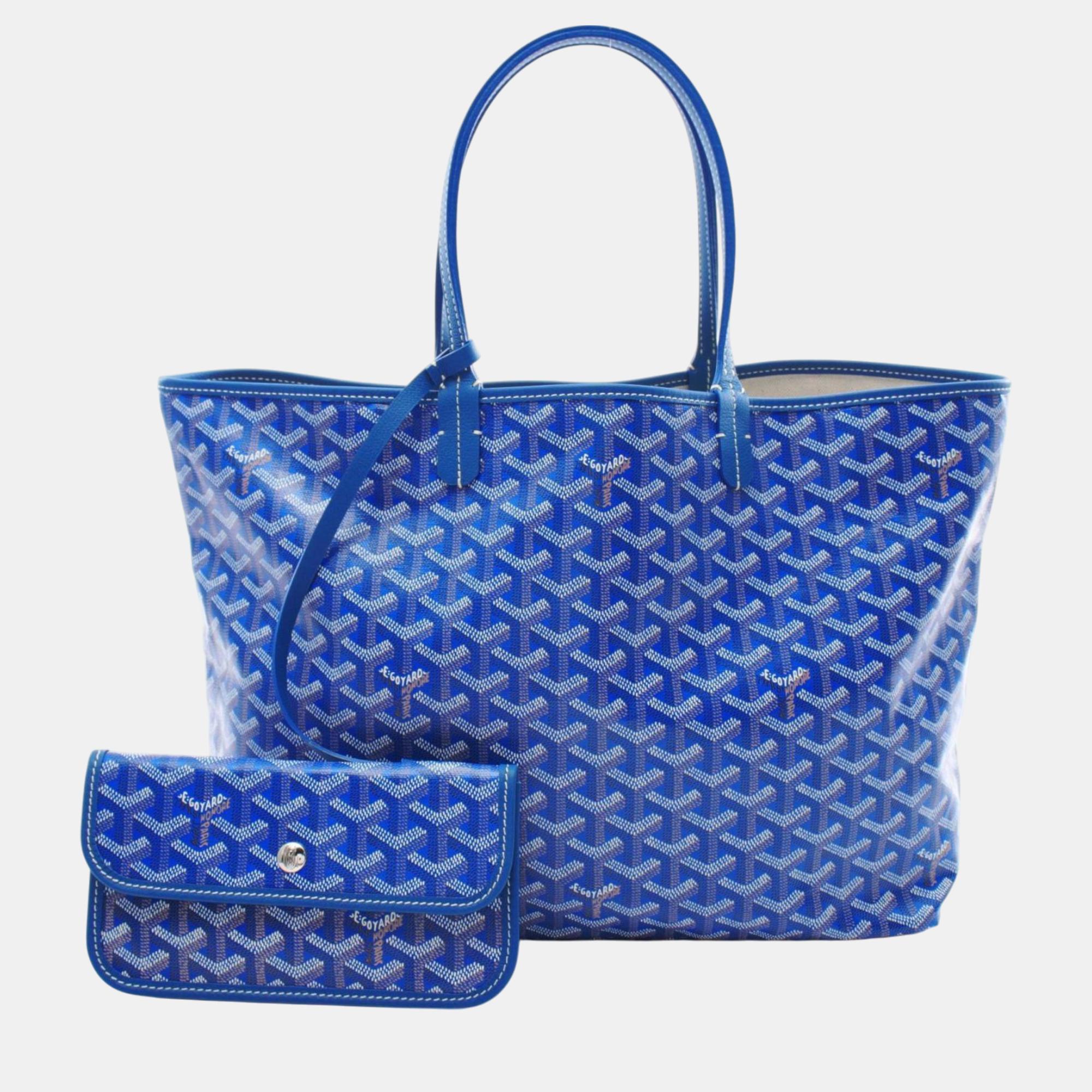 

Goyard Coated Canvas Leather Blue Multicolor Saint Louis Pm Tote Bag