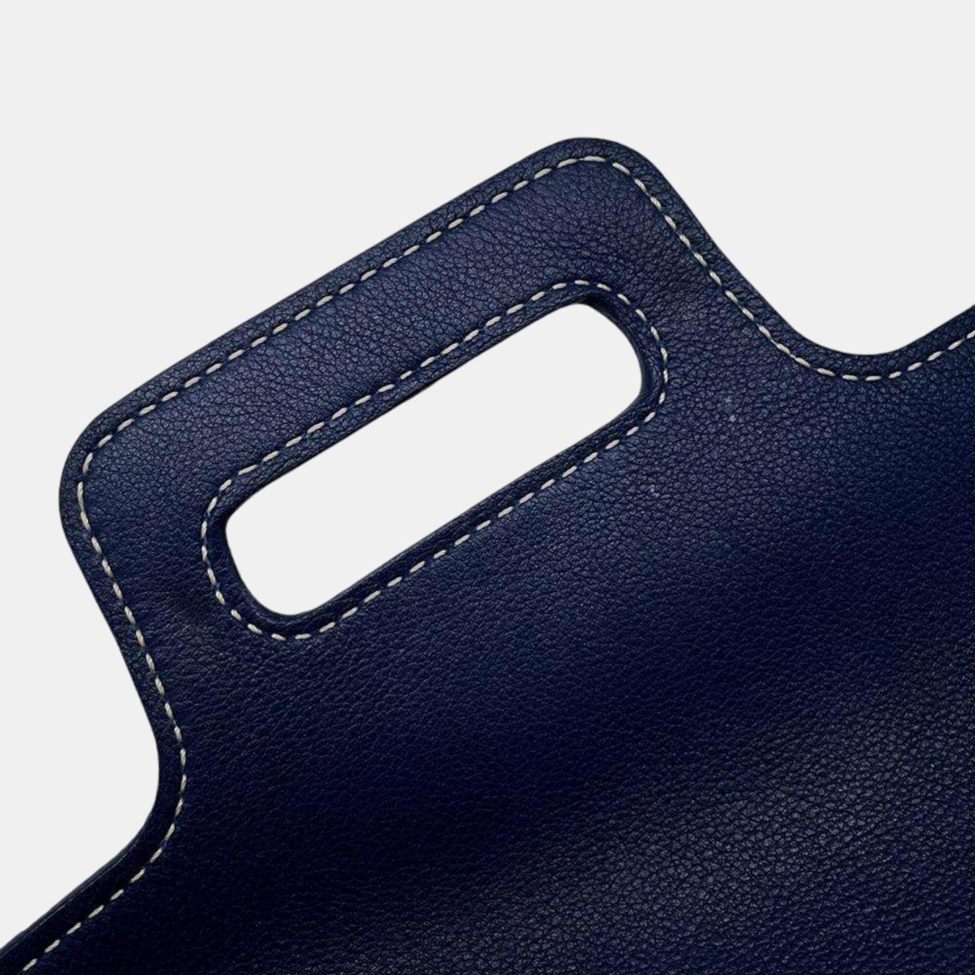 Goyard Navy Blue Pvc Coated Canvas/Leather/Wood Mini Saigon Shoulder Bag 