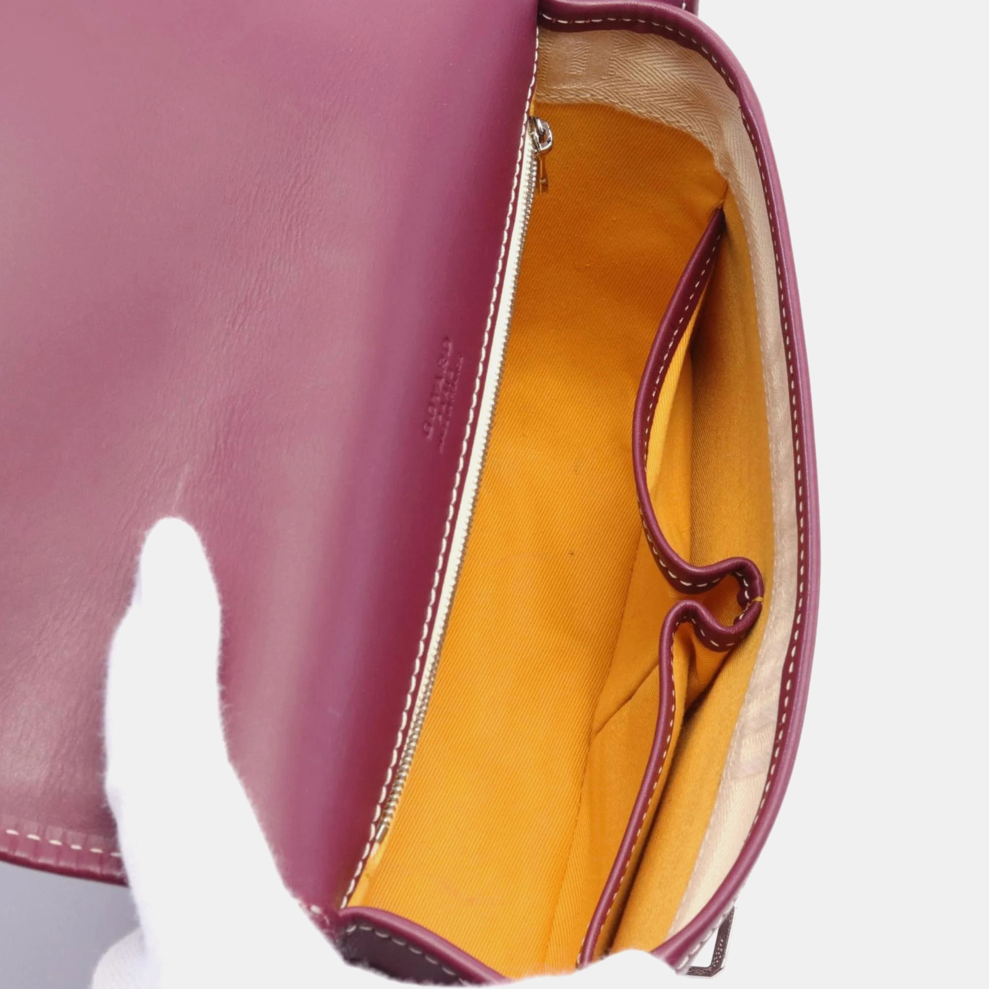 Goyard Bordeaux/White/Brown Leather Belvedere PM Shoulder Bag 
