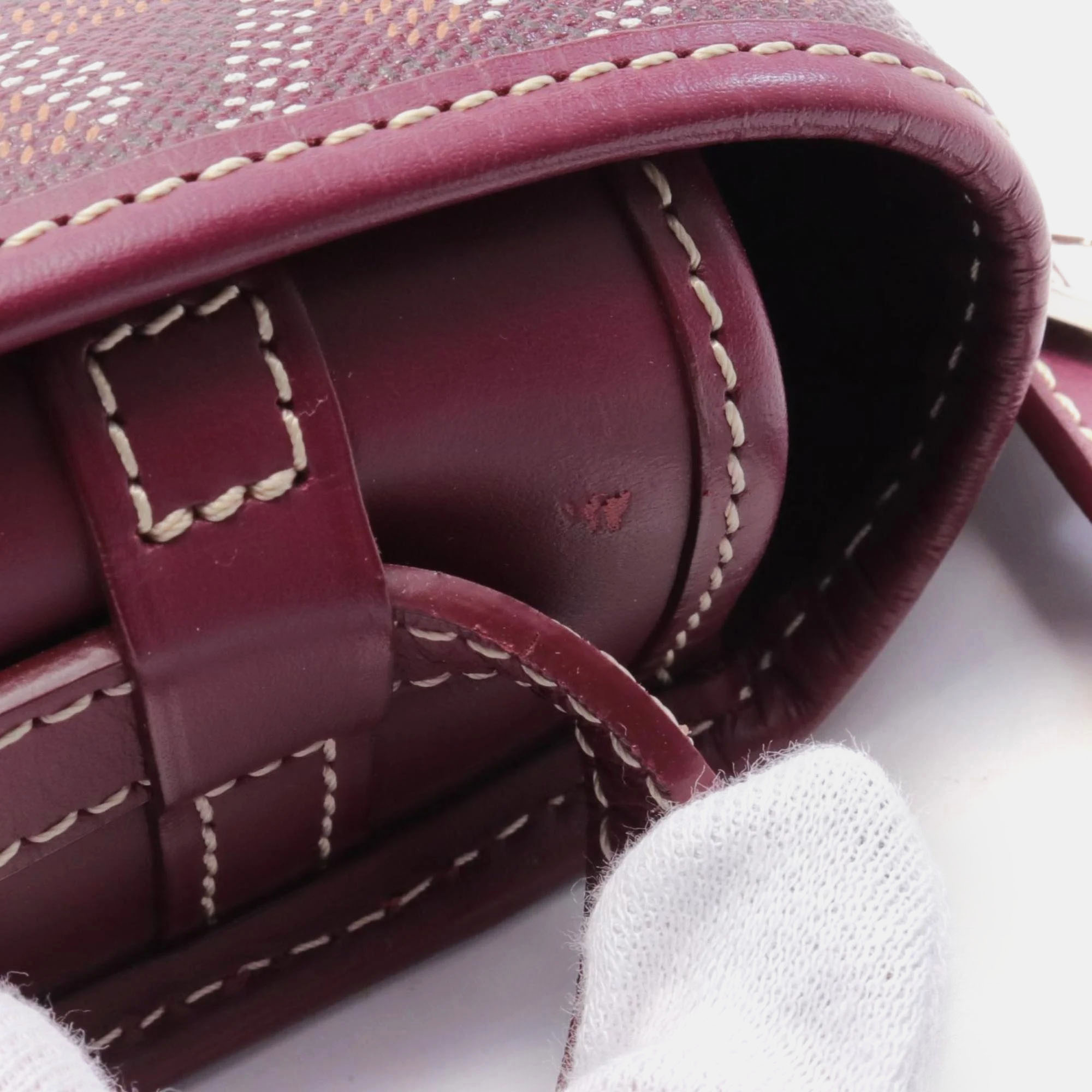 Goyard Bordeaux/White/Brown Leather Belvedere PM Shoulder Bag 