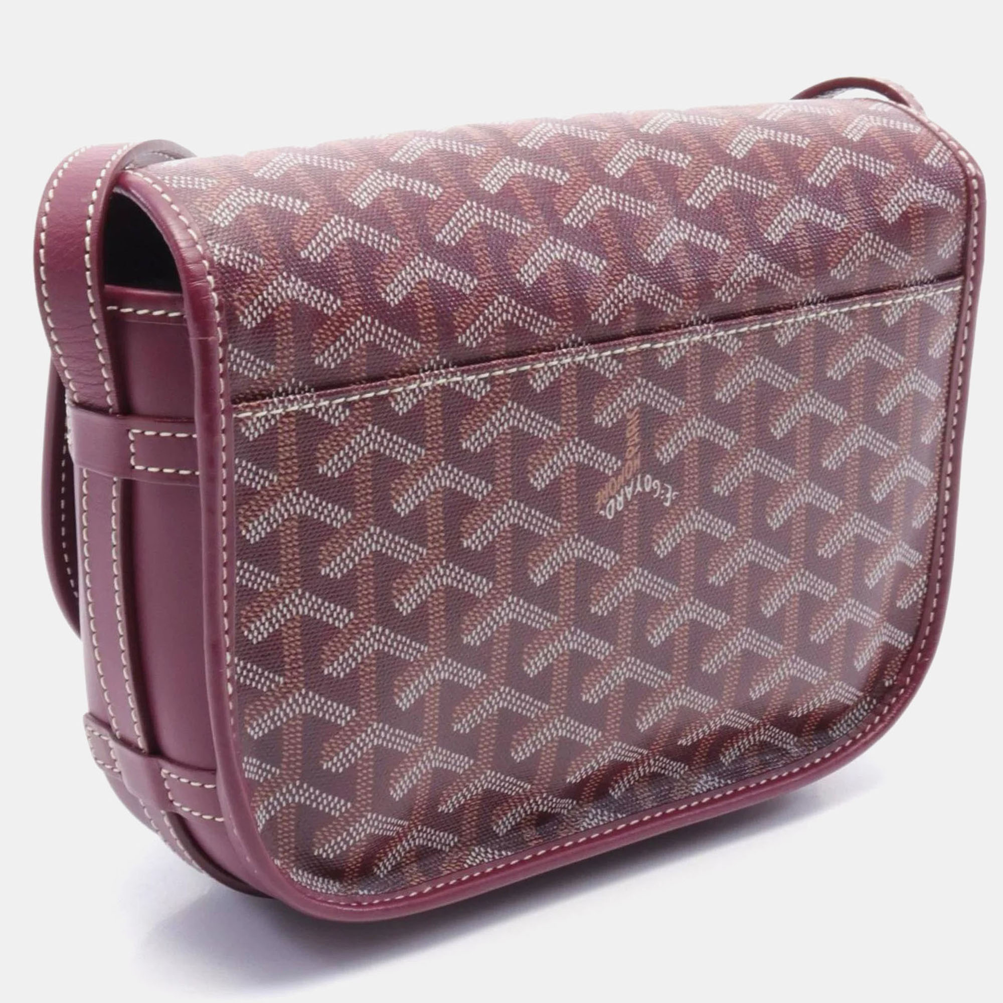 Goyard Bordeaux/White/Brown Leather Belvedere PM Shoulder Bag 