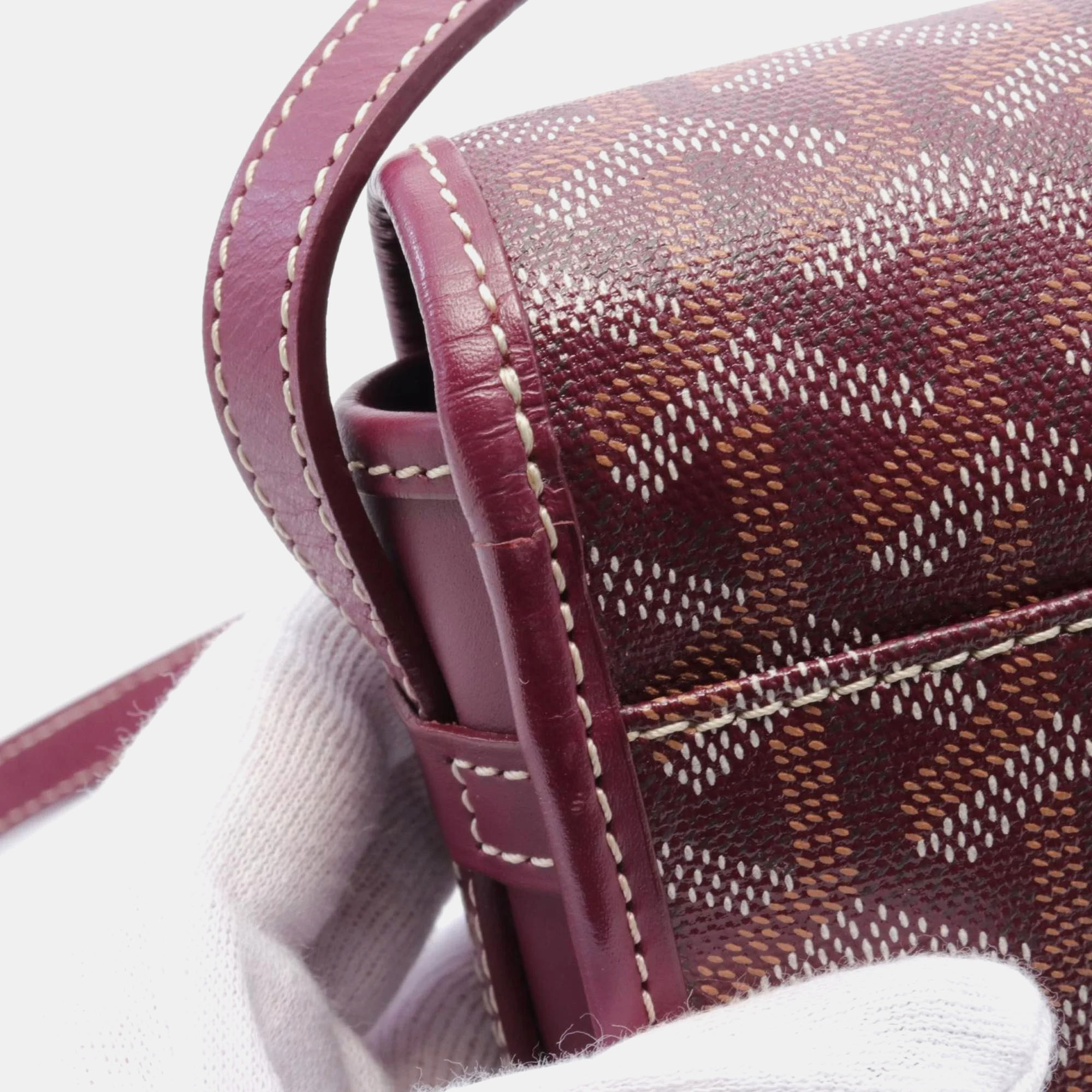 Goyard Bordeaux/White/Brown Leather Belvedere PM Shoulder Bag 