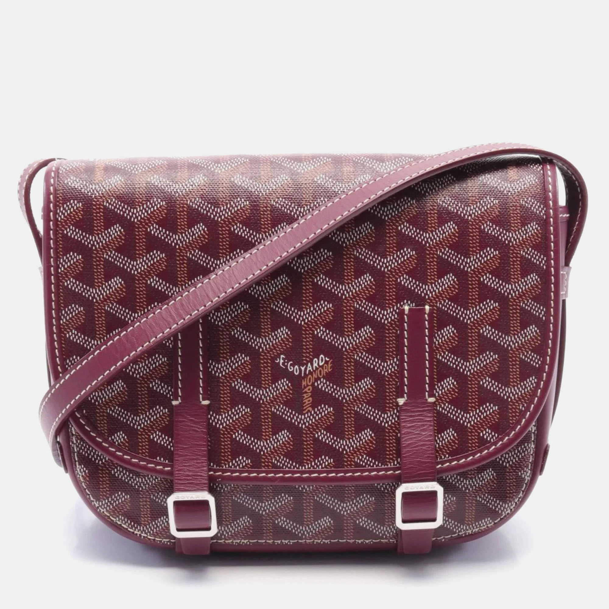 Goyard Bordeaux/White/Brown Leather Belvedere PM Shoulder Bag 