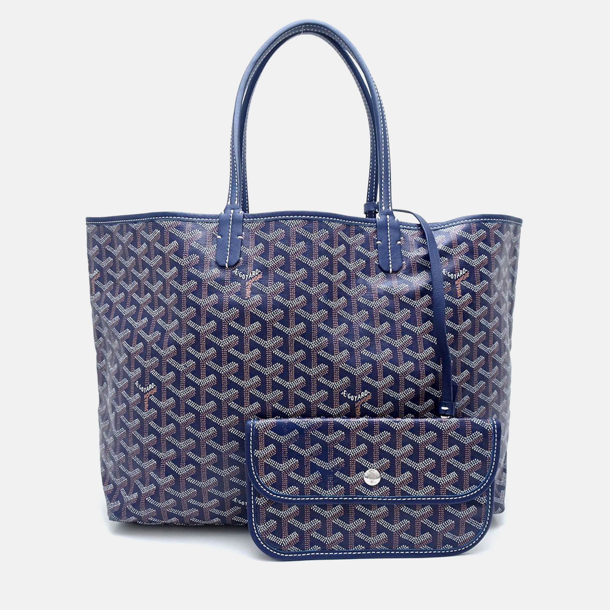 

Goyard Navy Blue Canvas PVC Leather St. Louis PM Tote Bag