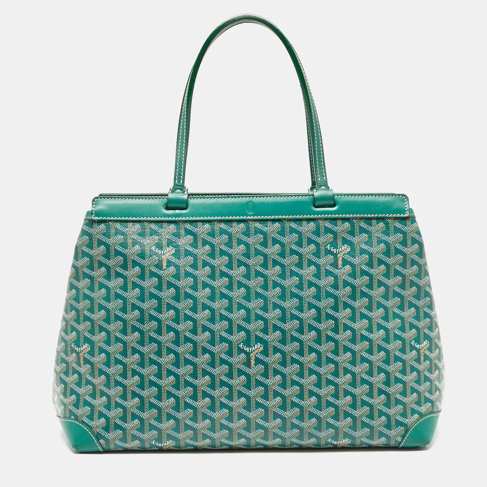 

Goyard Green Goyardine Coated Canvas and Leather Bellechasse PM Tote