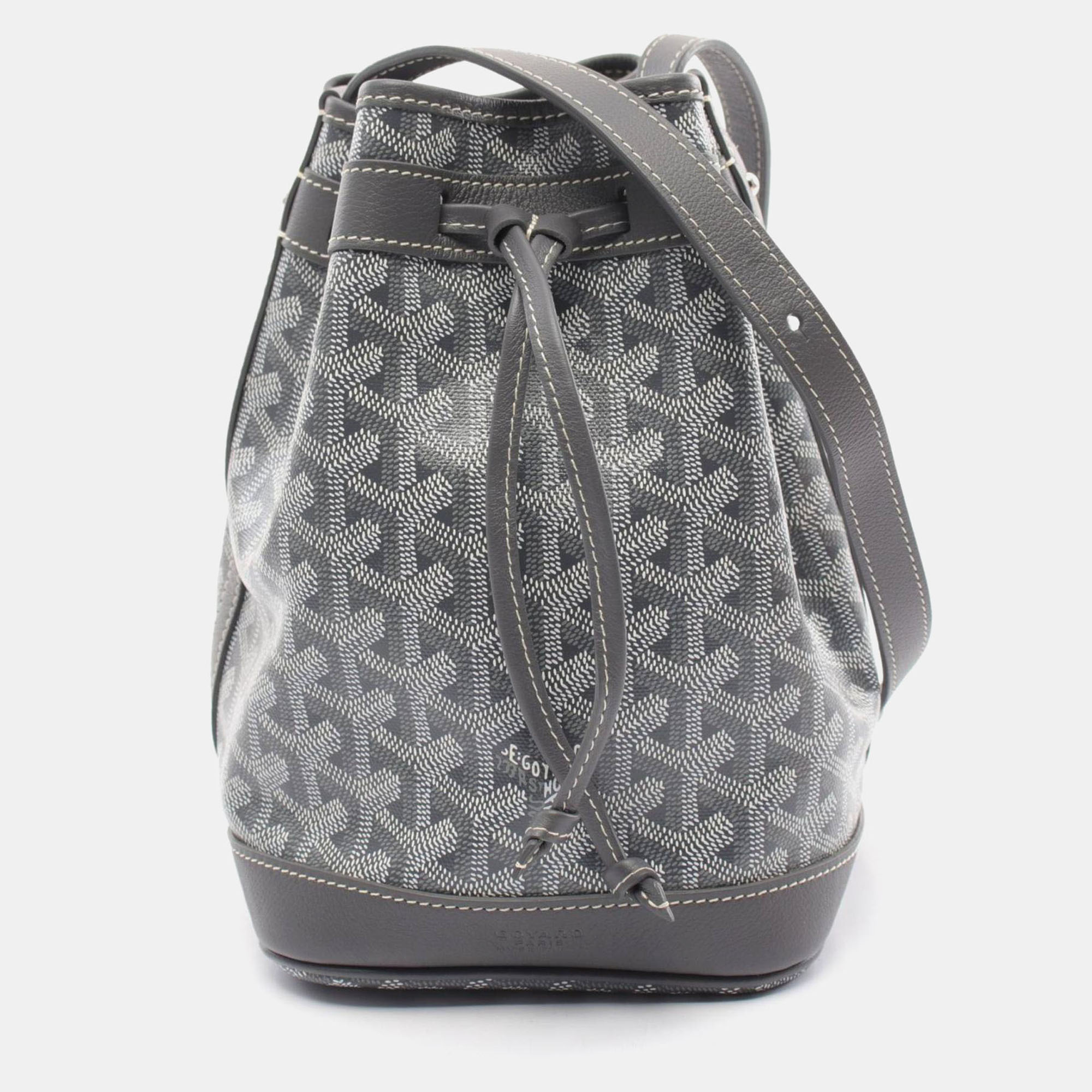 

Goyard Petit Flo Coated Canvas Leather Grey White Shoulder Bag