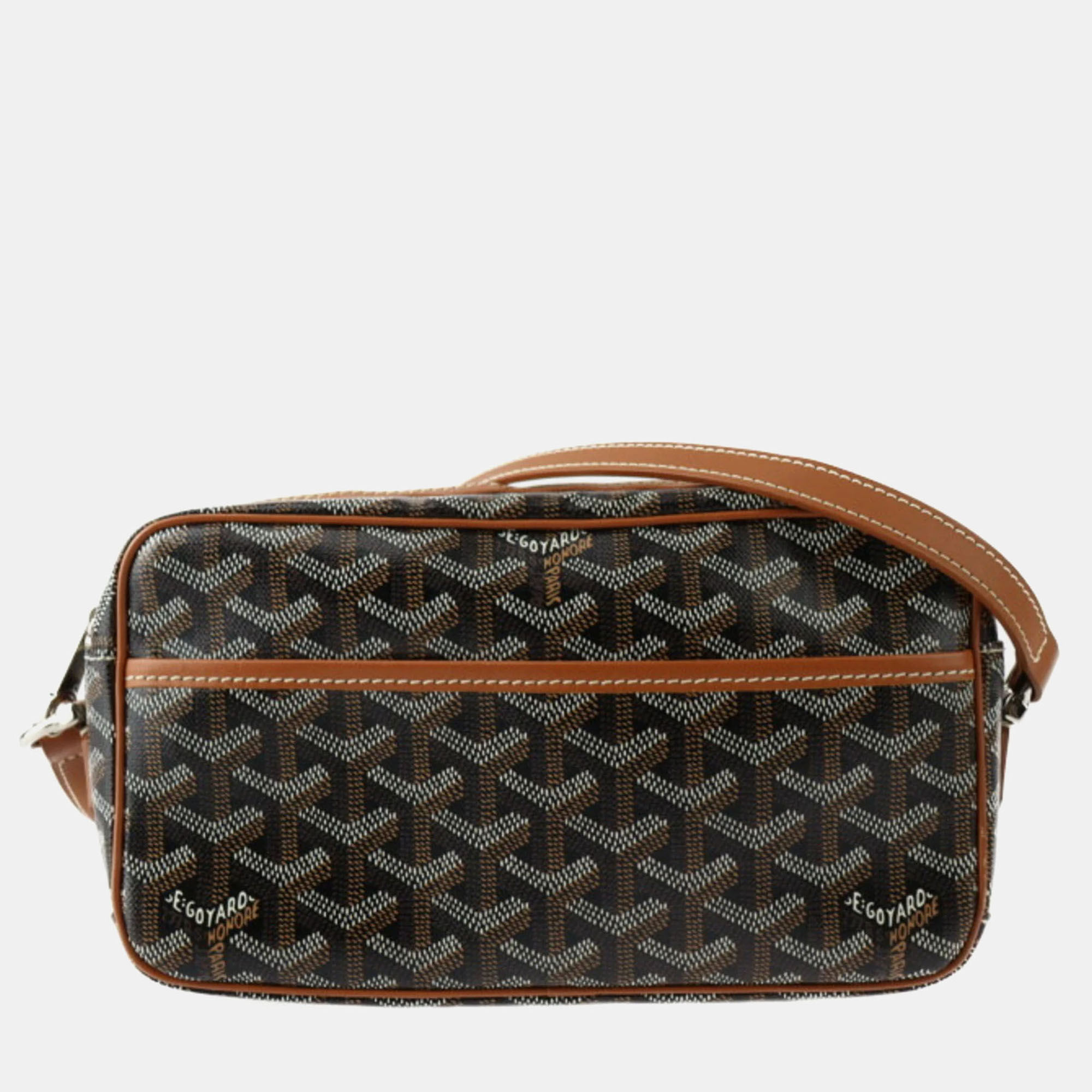 

Goyard Black/Brown Goyardine Canvas Leather Cap-Vert PM Shoulder Bag