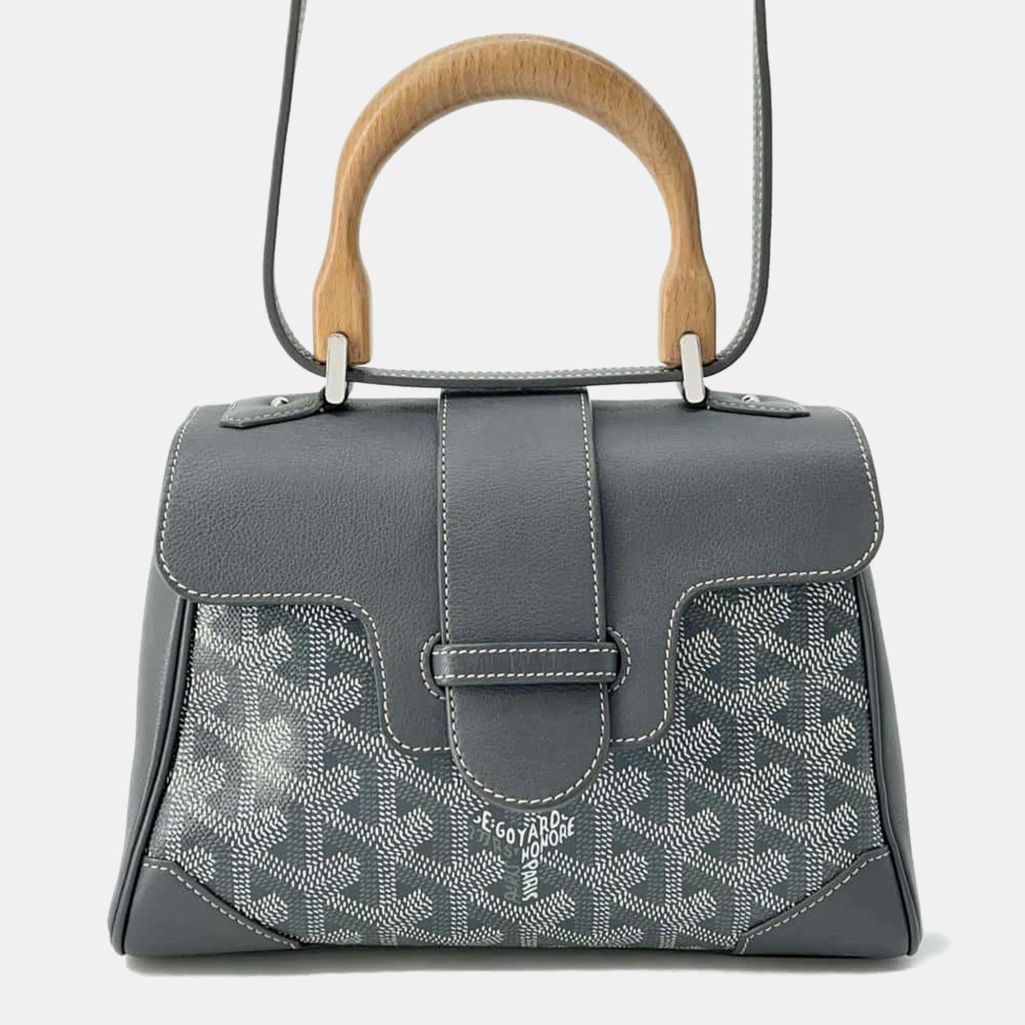 

Goyard Saigon Shoulder Bag Gray saigon minty Pvc Coated Canvas Leather Size Mini, Grey