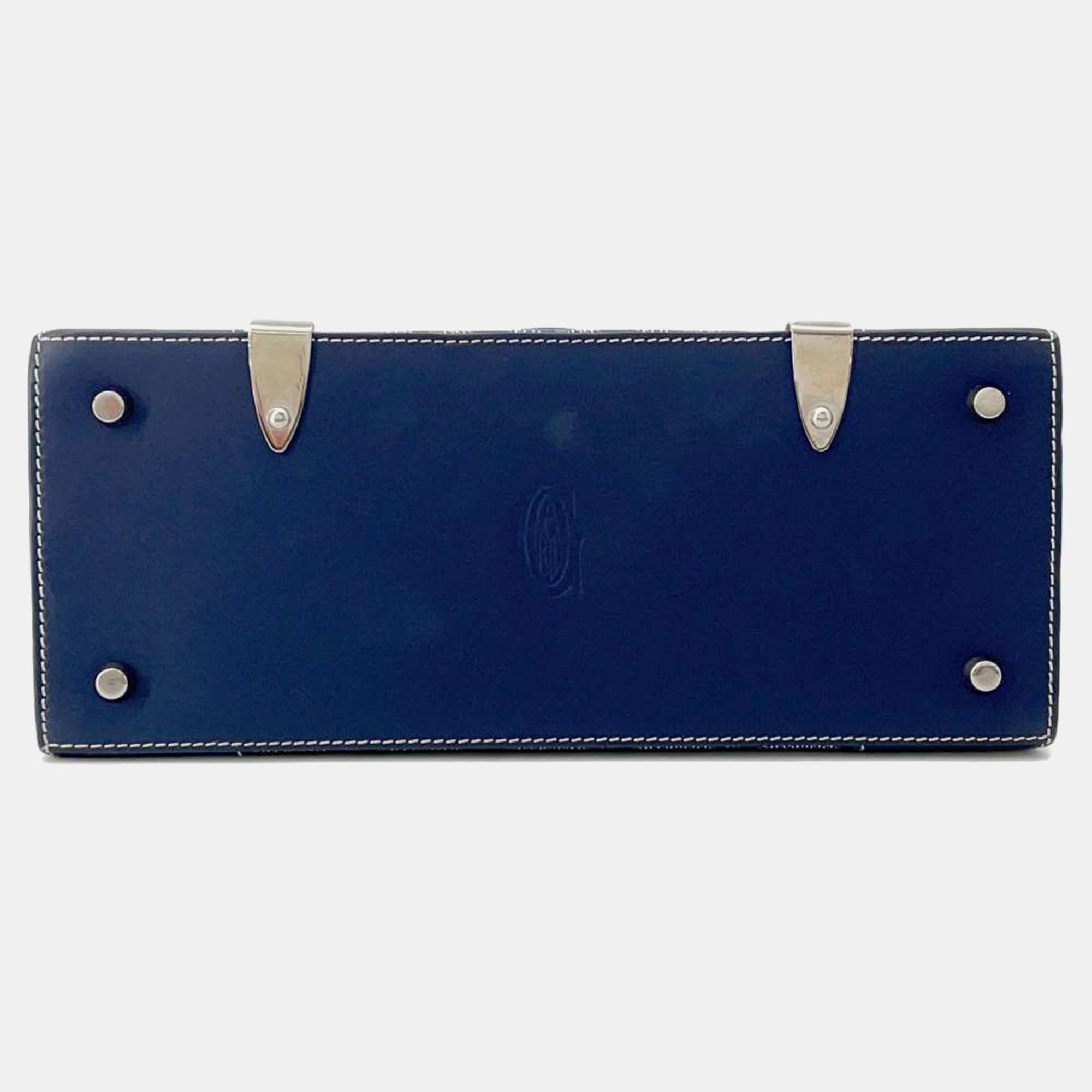 Goyard Navy Blue Pvc Leather Wood Saigon PM  Bag 