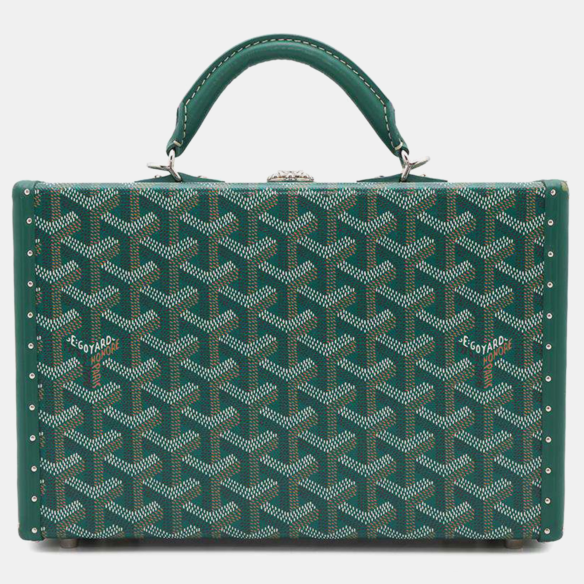 

Goyard Grand Hotel Trunk Bag Green Pvc Coated Canvas Leather