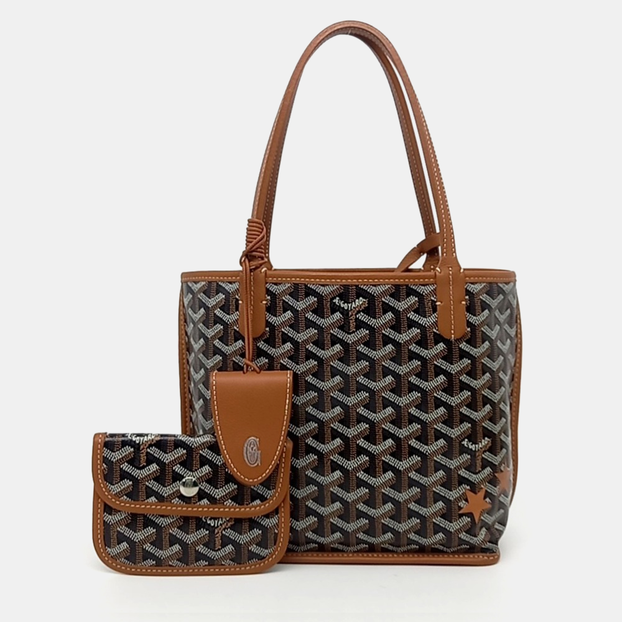 

Goyard Black Brown PVC Macage Mini Anjou Bag