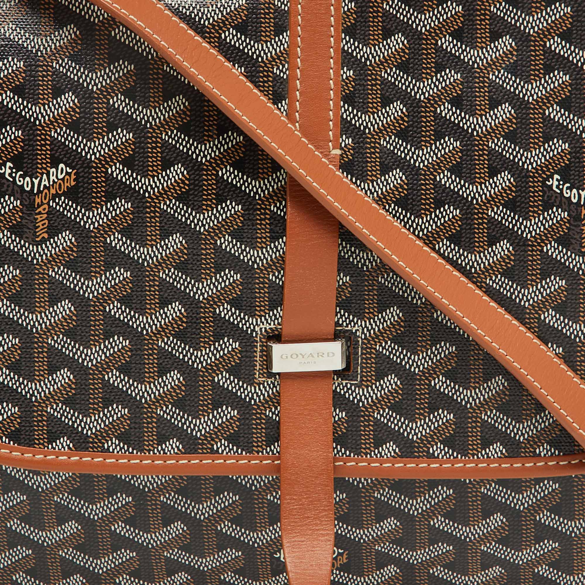 Goyard Black/Brown Goyardine Coated Canvas and Leather Belvedere MM Saddle Bag 
