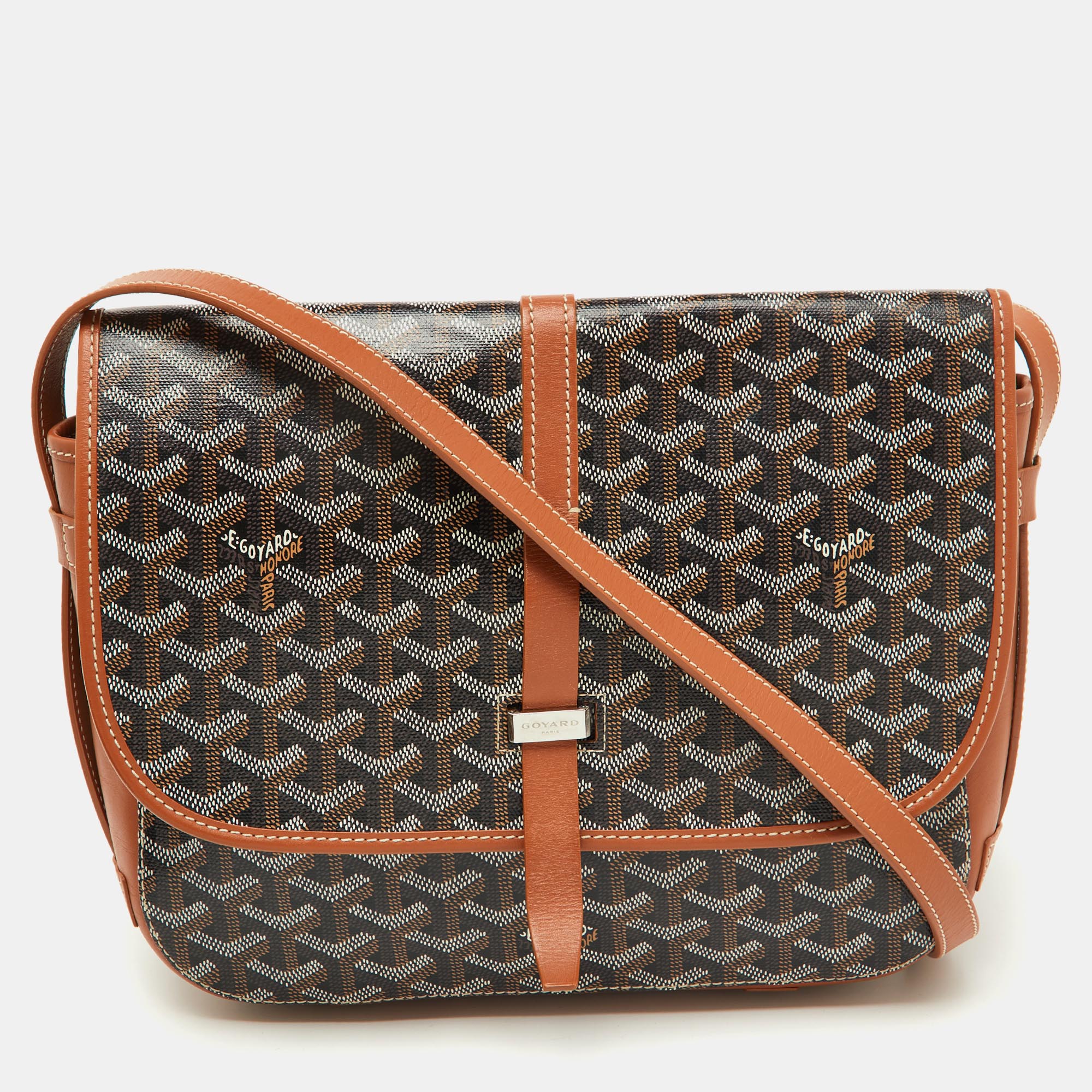 

Goyard Black/Brown Goyardine Coated Canvas and Leather Belvedere MM Saddle Bag