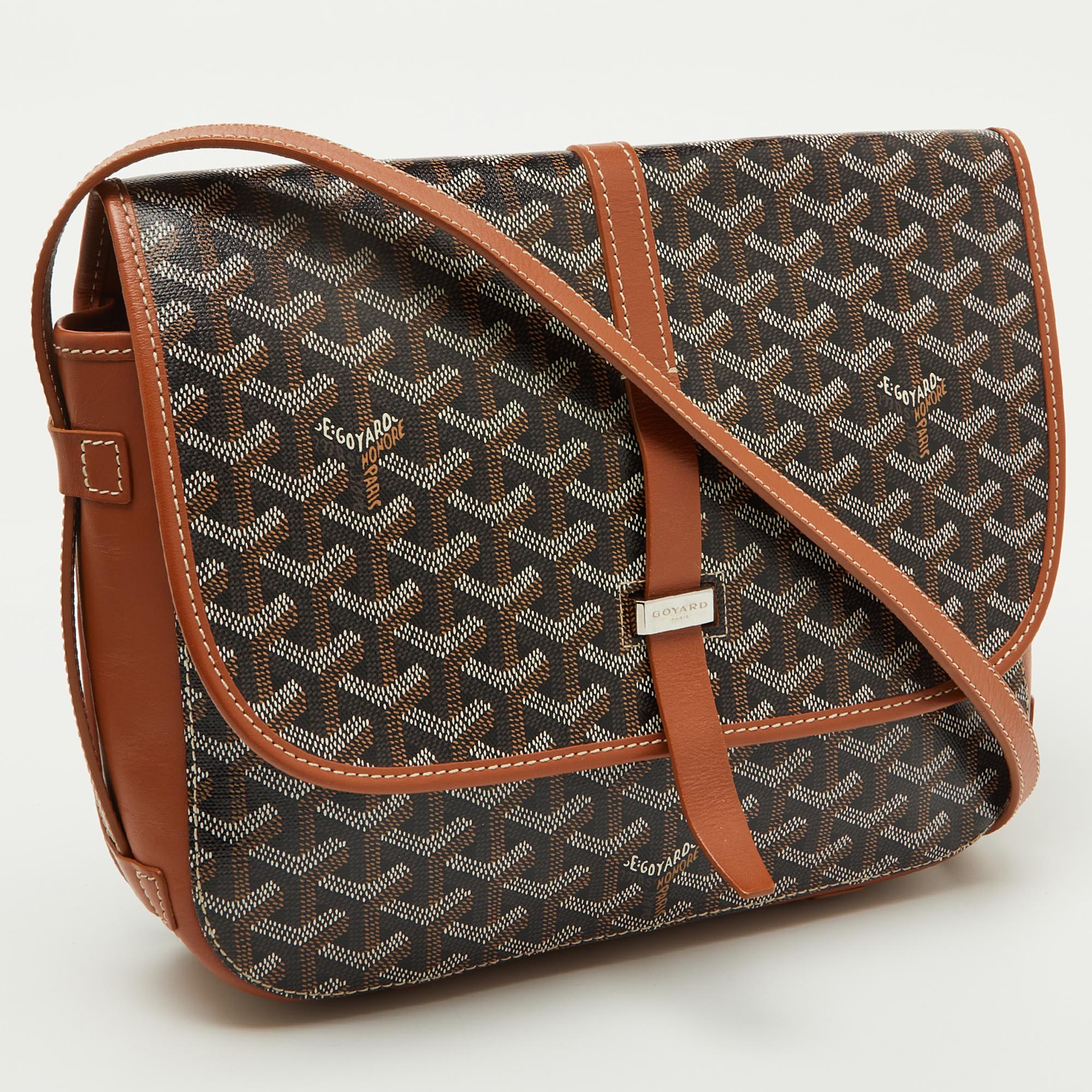 Goyard Black/Brown Goyardine Coated Canvas and Leather Belvedere MM Saddle Bag 