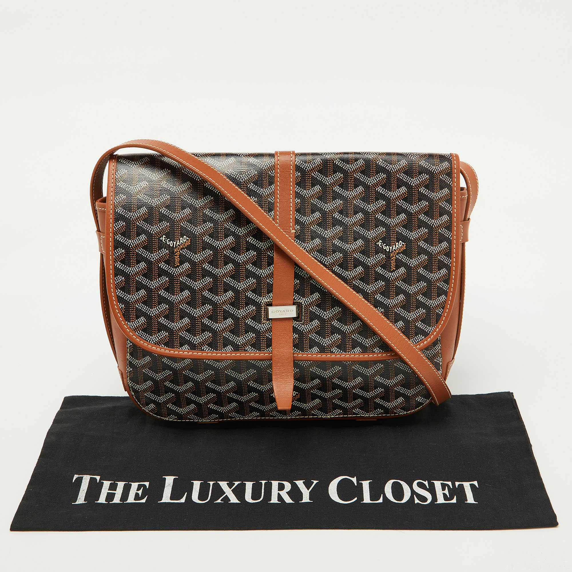 Goyard Black/Brown Goyardine Coated Canvas and Leather Belvedere MM Saddle Bag 