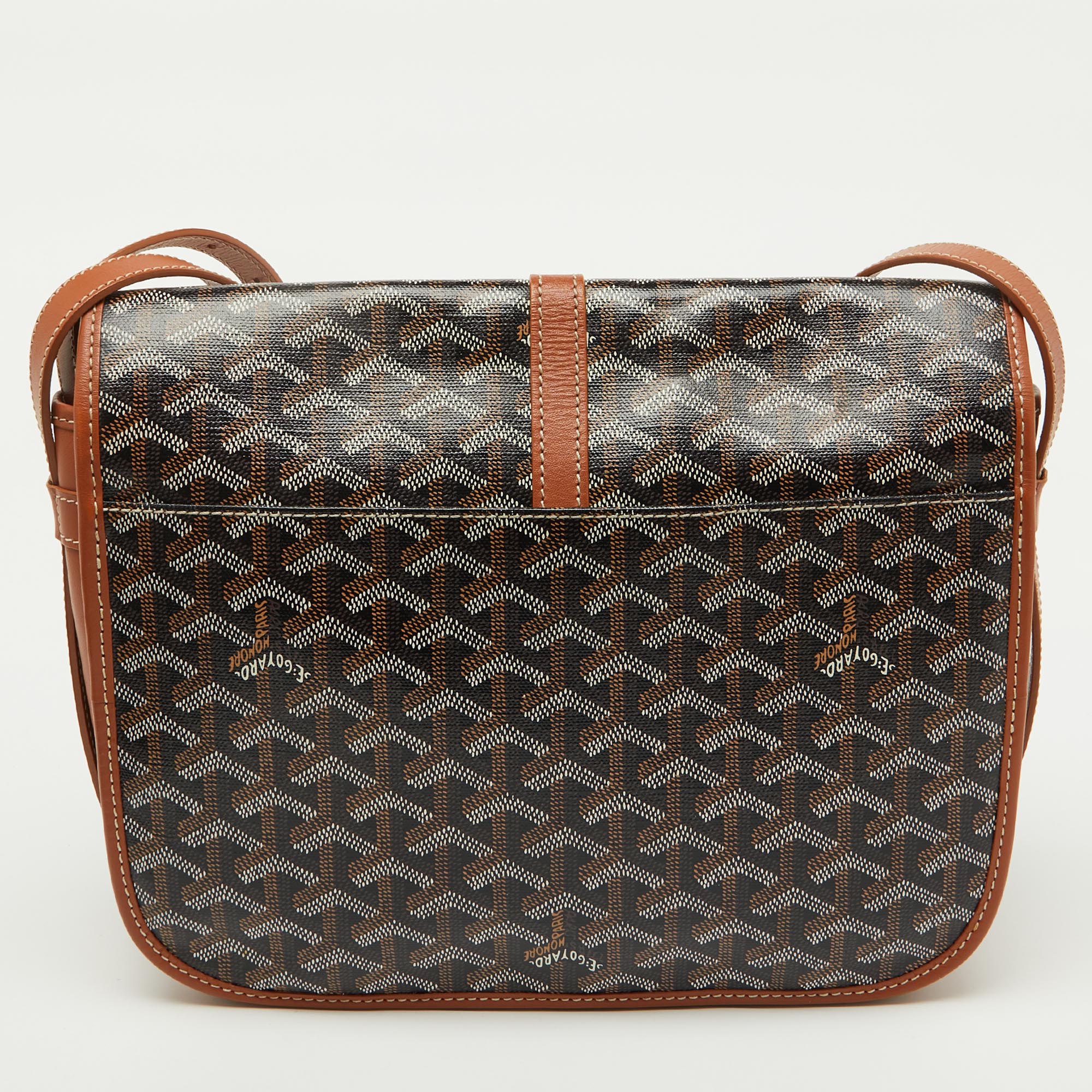 Goyard Black/Brown Goyardine Coated Canvas and Leather Belvedere MM Saddle Bag 