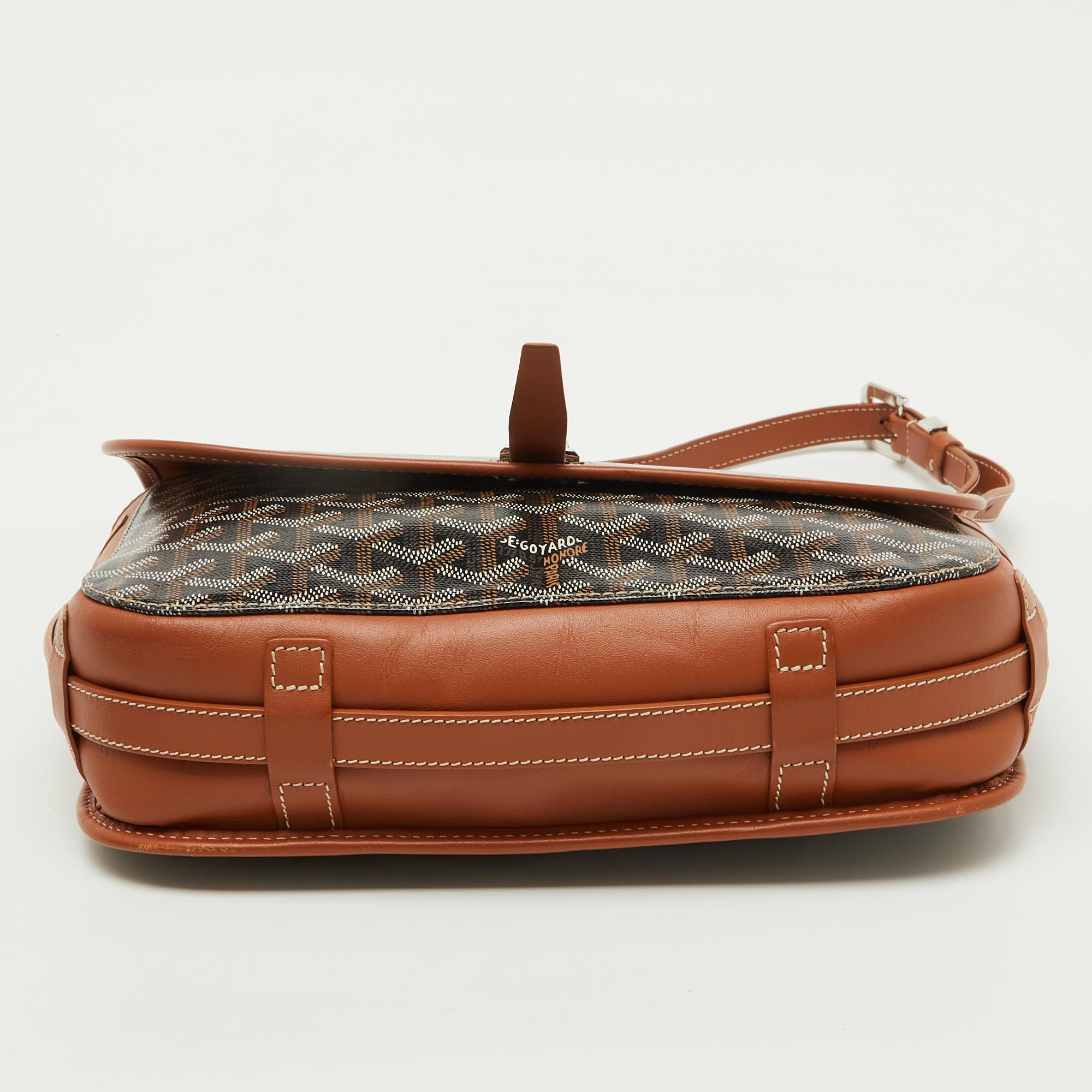 Goyard Black/Brown Goyardine Coated Canvas and Leather Belvedere MM Saddle Bag 