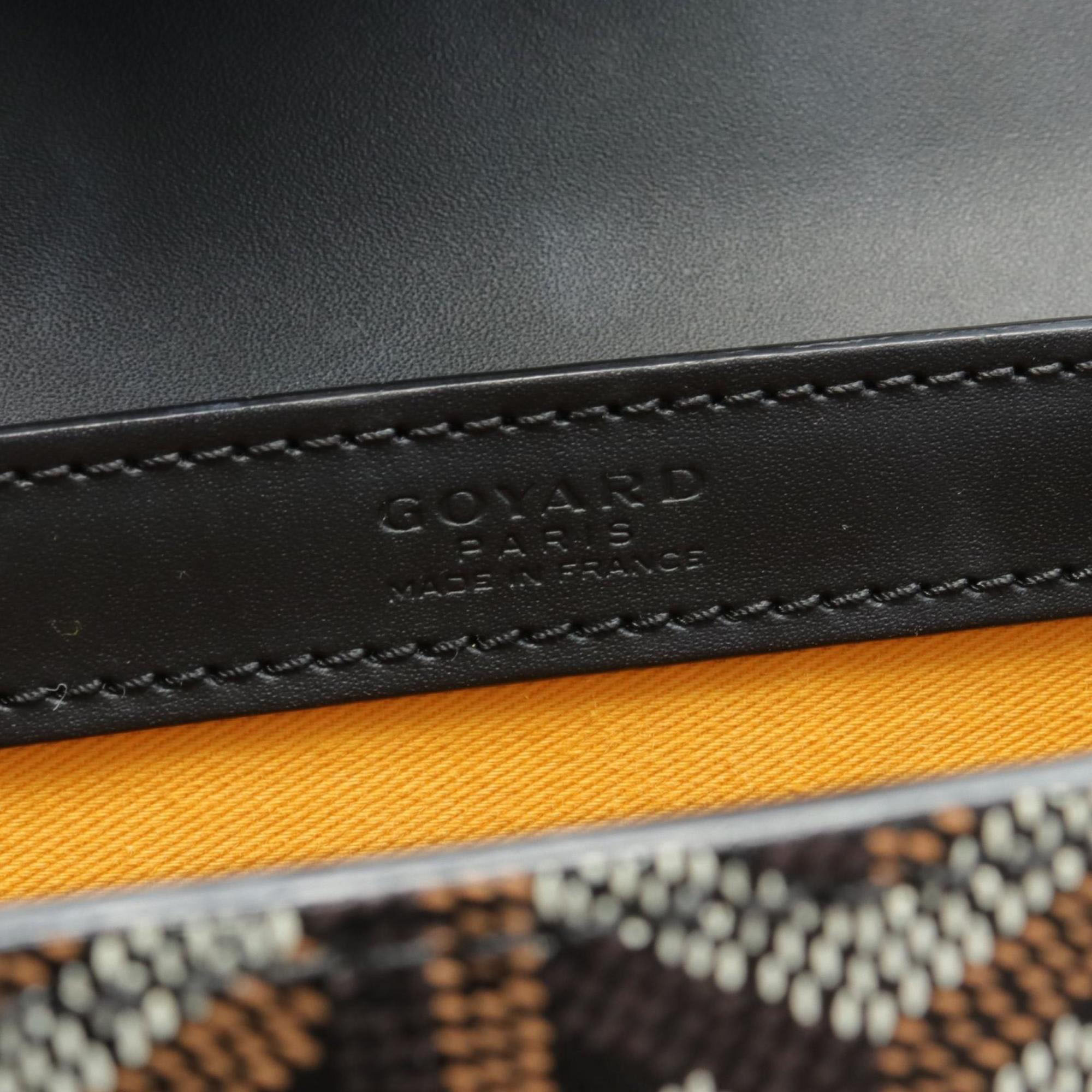 Goyard Black Brown White Coated Canvas Leather Saigon PM Handbag 