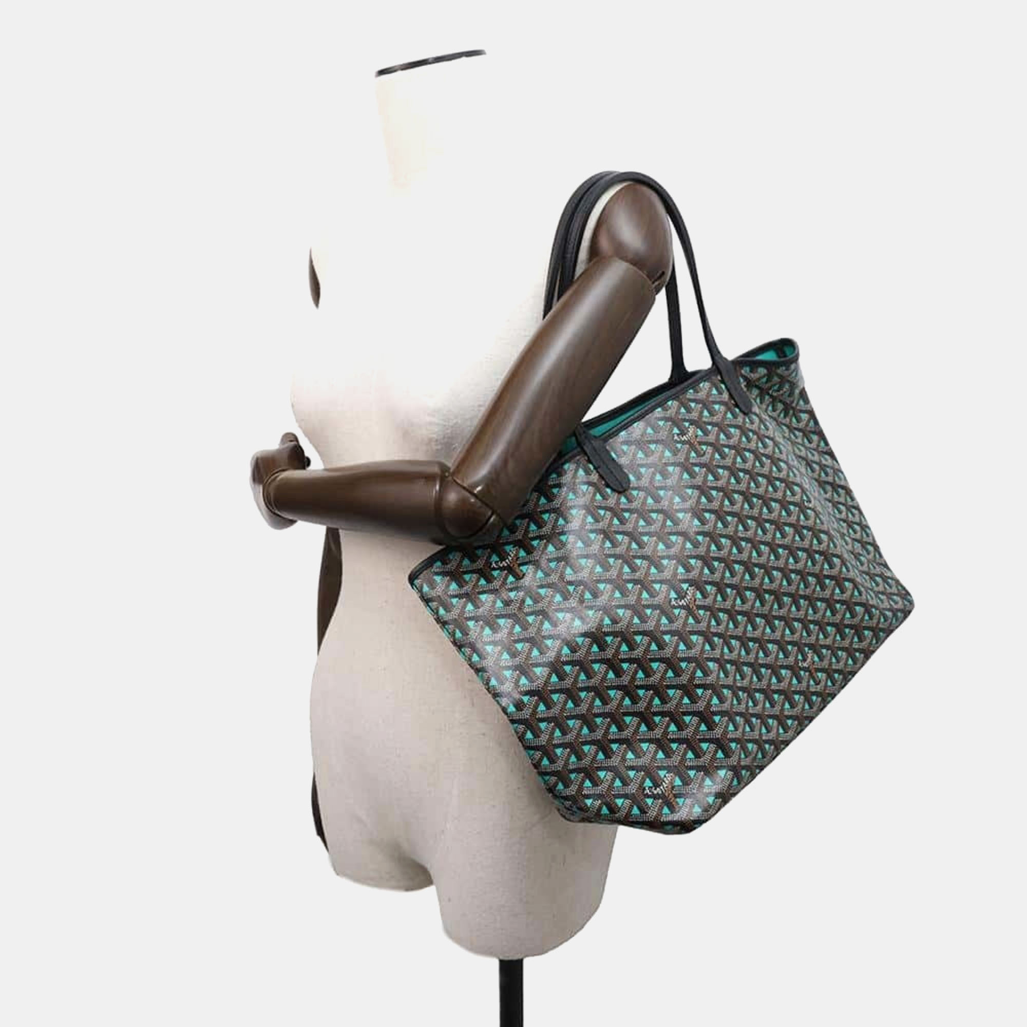 Goyard Black/Green PVC and Leather Saint Louis Clairvoy PM Tote Bag 