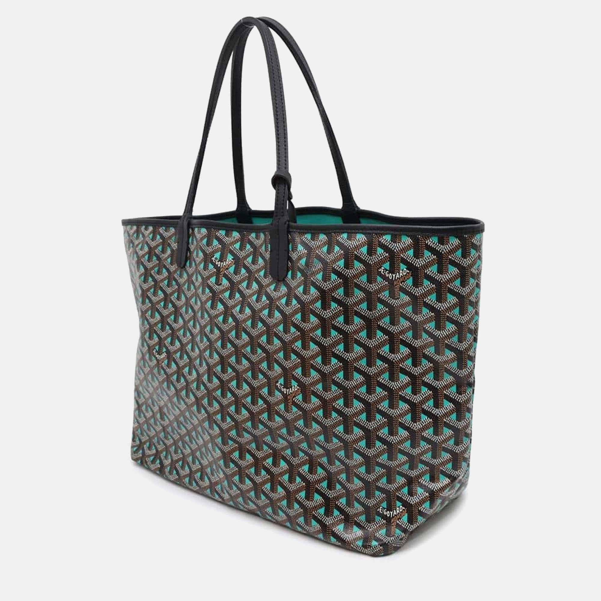 Goyard Black/Green PVC and Leather Saint Louis Clairvoy PM Tote Bag 