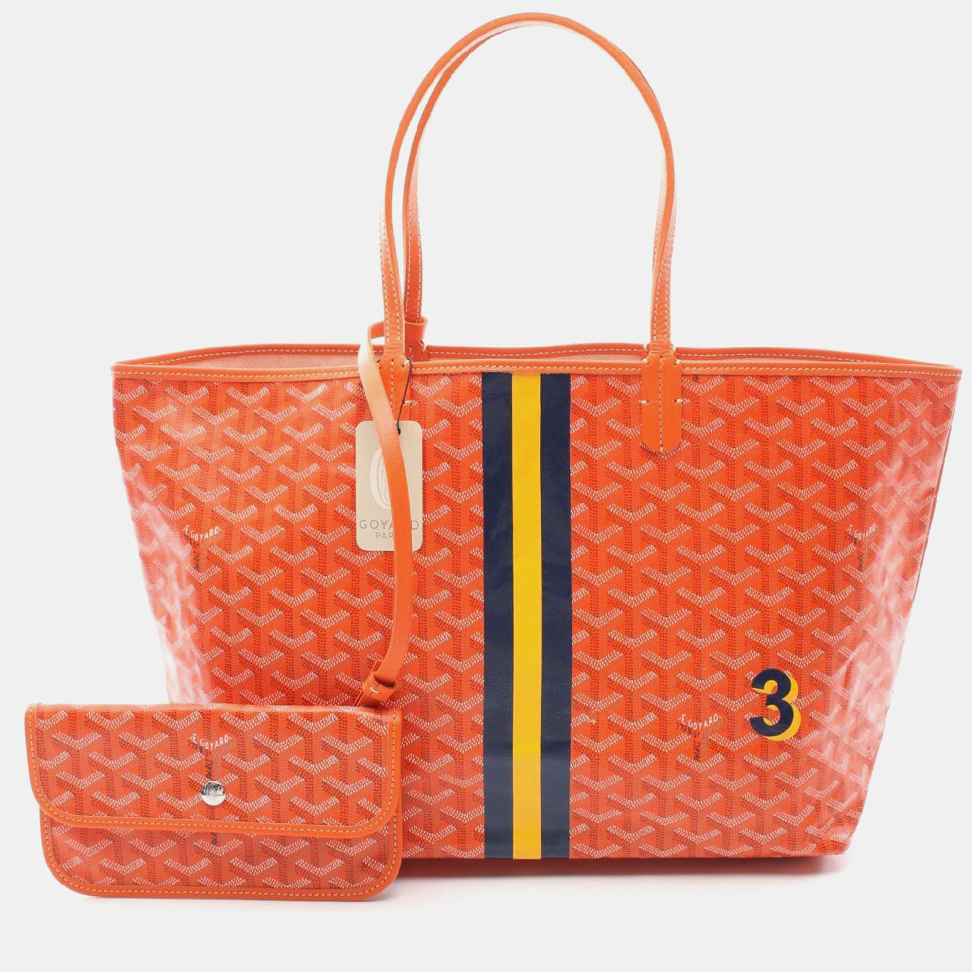 

Goyard Orange Multicolor Coated Canvas Leather Saint Louis PM Tote Bag