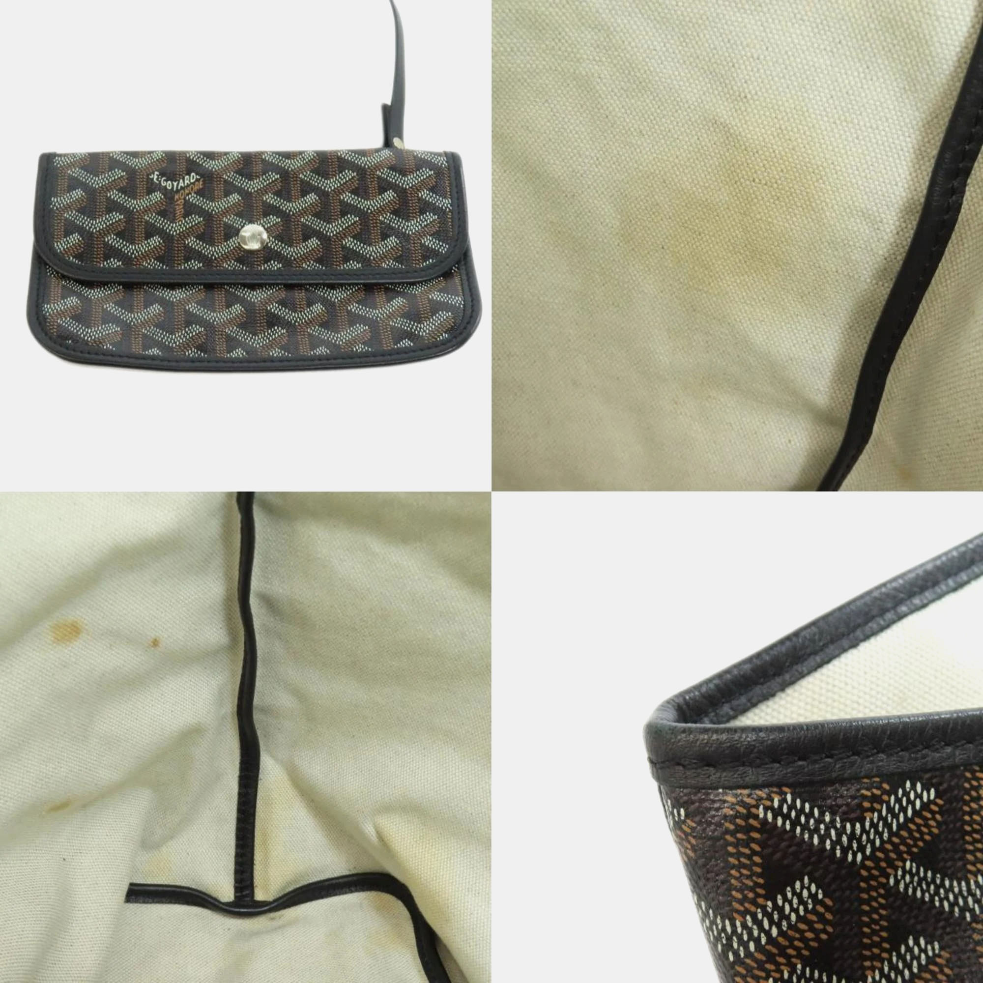 Goyard Black Coated Canvas Leather Saint Louis PM Tote Bag 