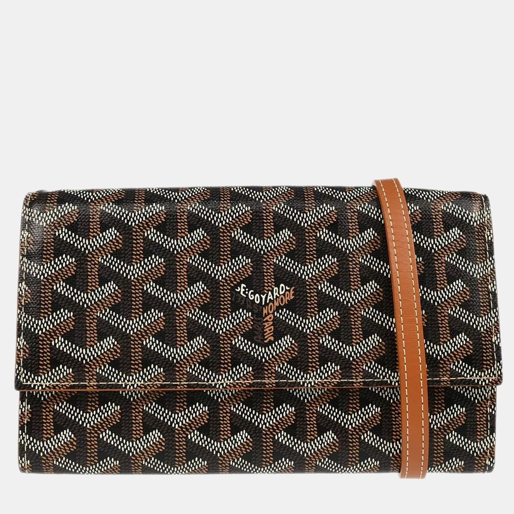Goyard Brown Goyardine Coated Canvas Varenne Wallet on Strap 
