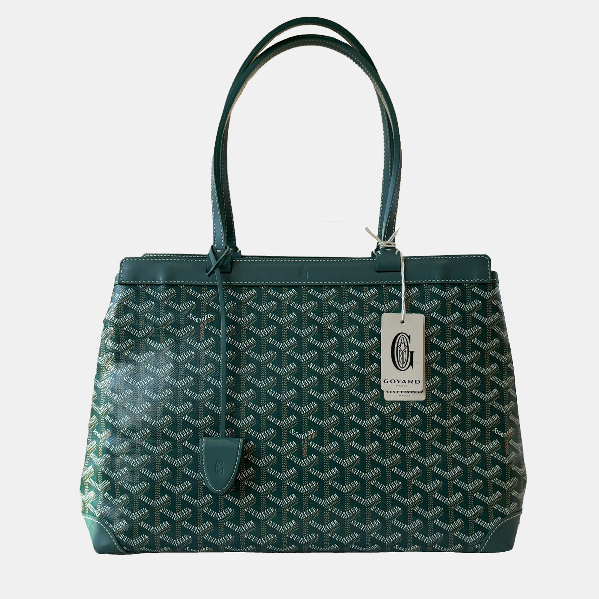 

Goyard Green Goyardine Canvas Bellechasse PM Tote Bag